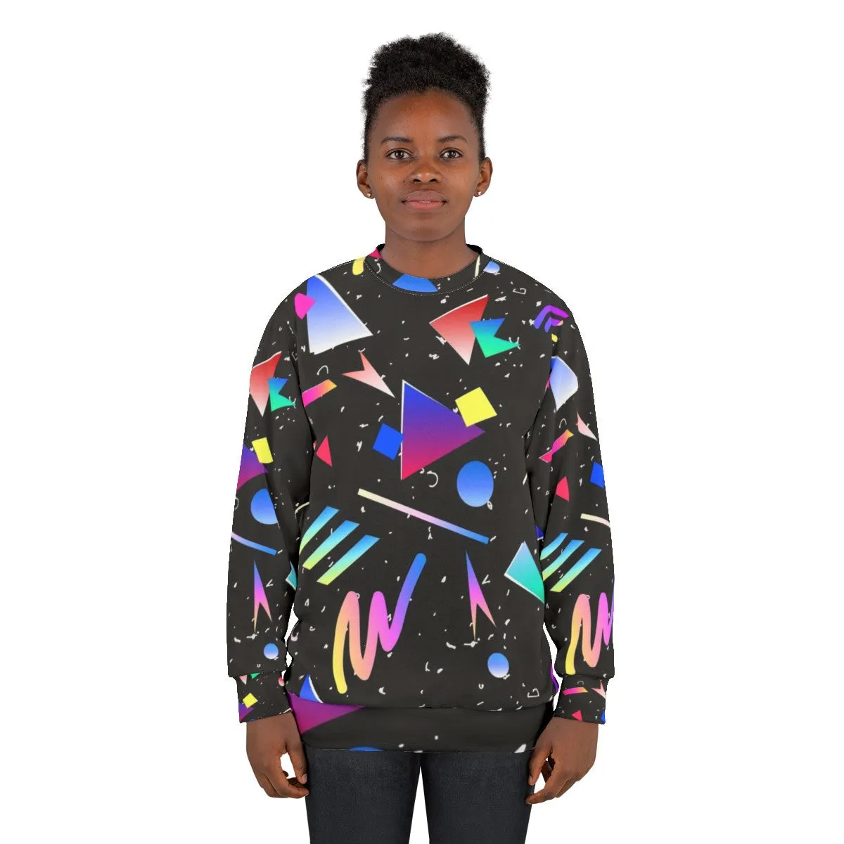 80s 90s Abstract Pattern Black Sweatshirt