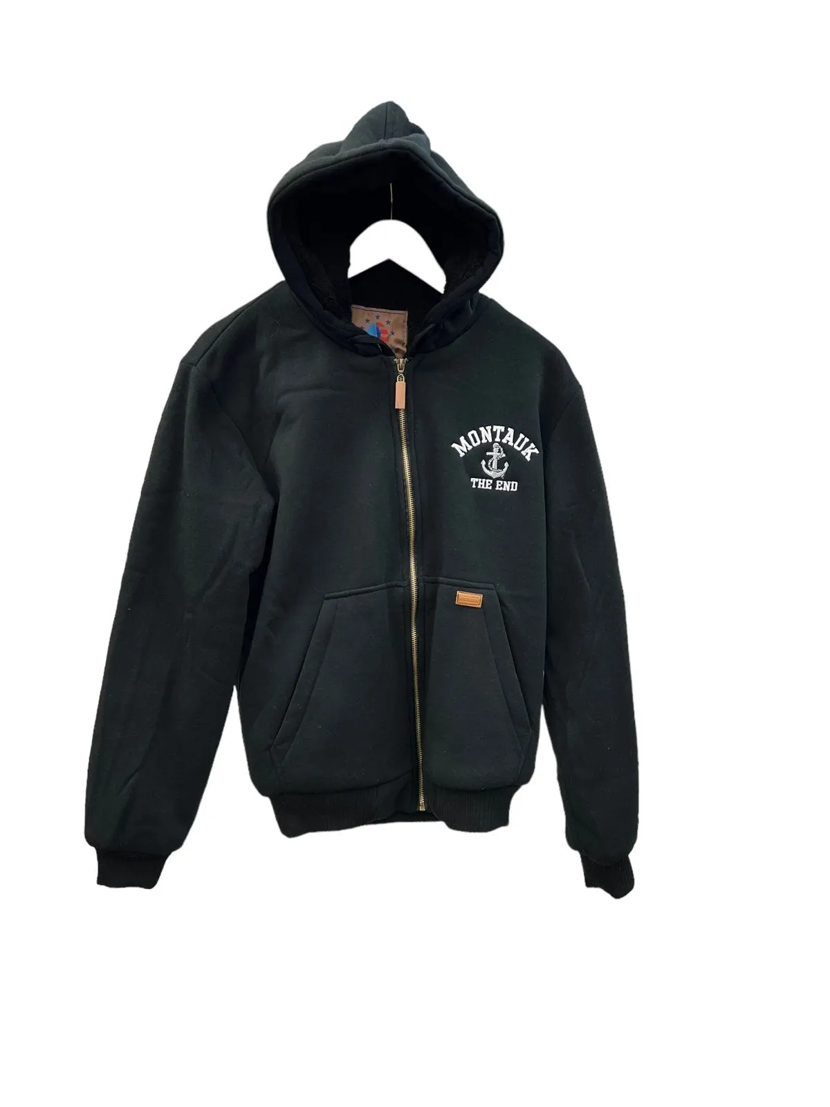 Adult Embroidered Montauk The End Fleece Full Zipper Sherpa-Lined Hoodie