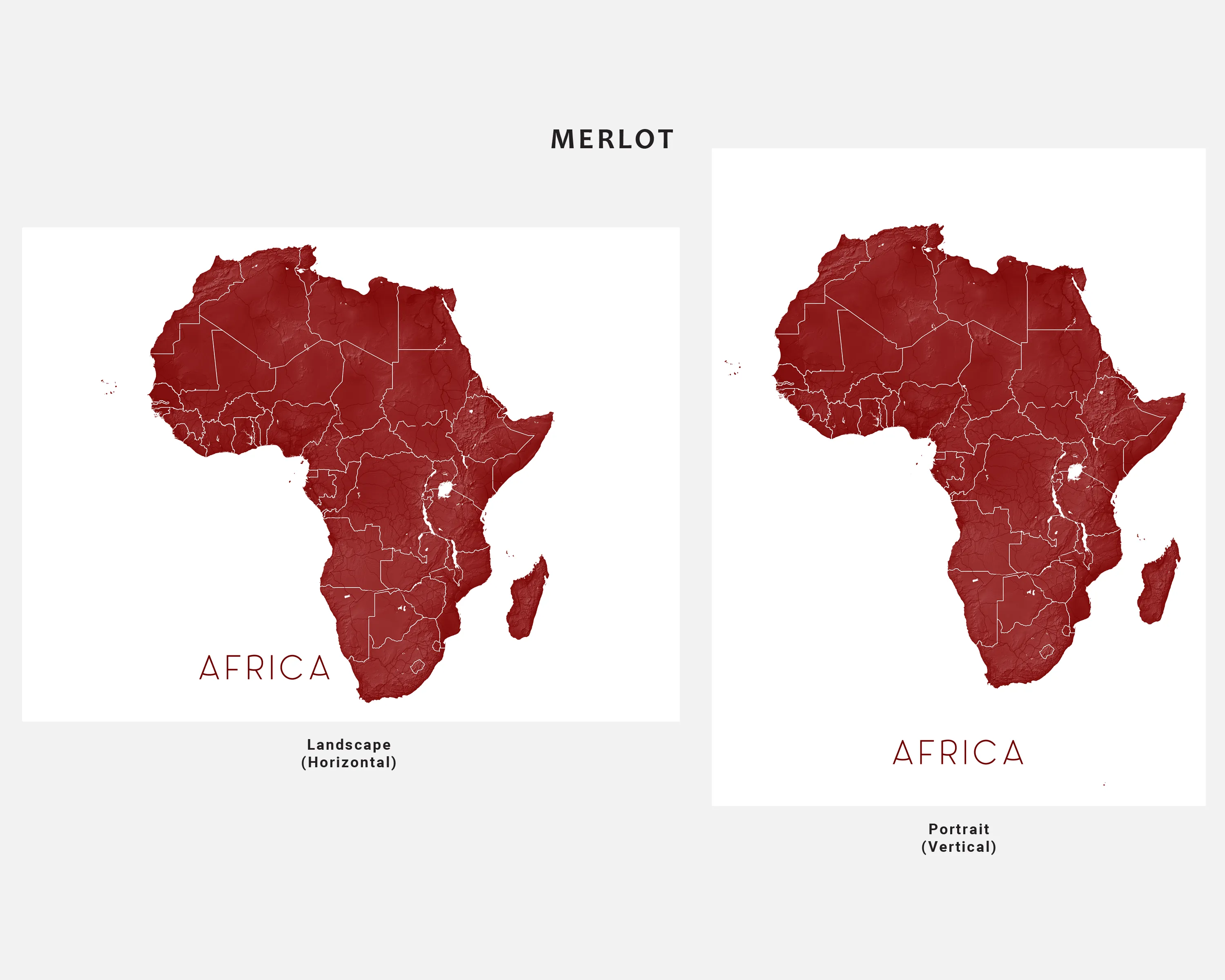 Africa Map Print Poster, 3D Topographic African Continent Wall Art Prints, Kenya South Africa Egypt Morocco Madagascar