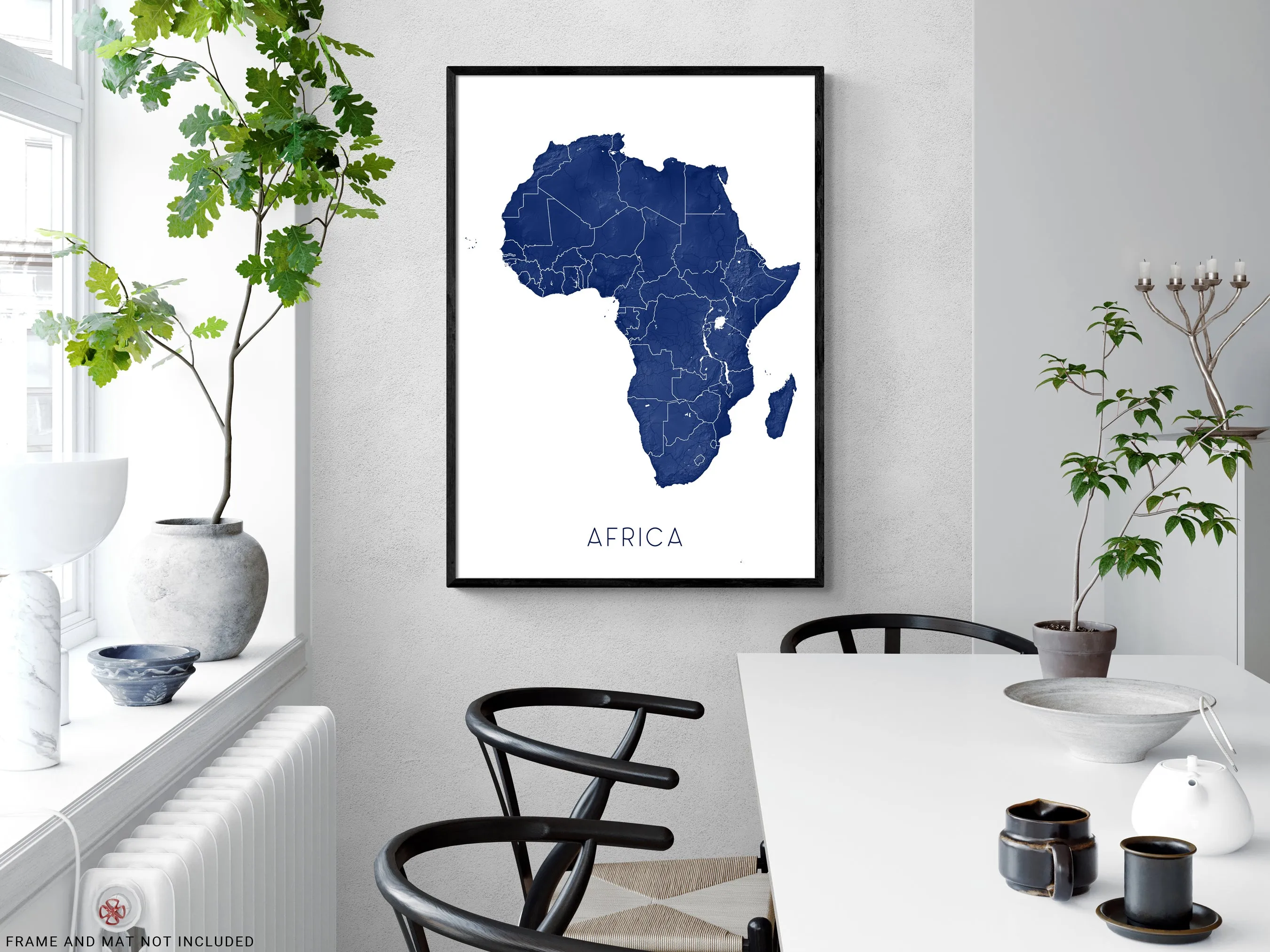 Africa Map Print Poster, 3D Topographic African Continent Wall Art Prints, Kenya South Africa Egypt Morocco Madagascar