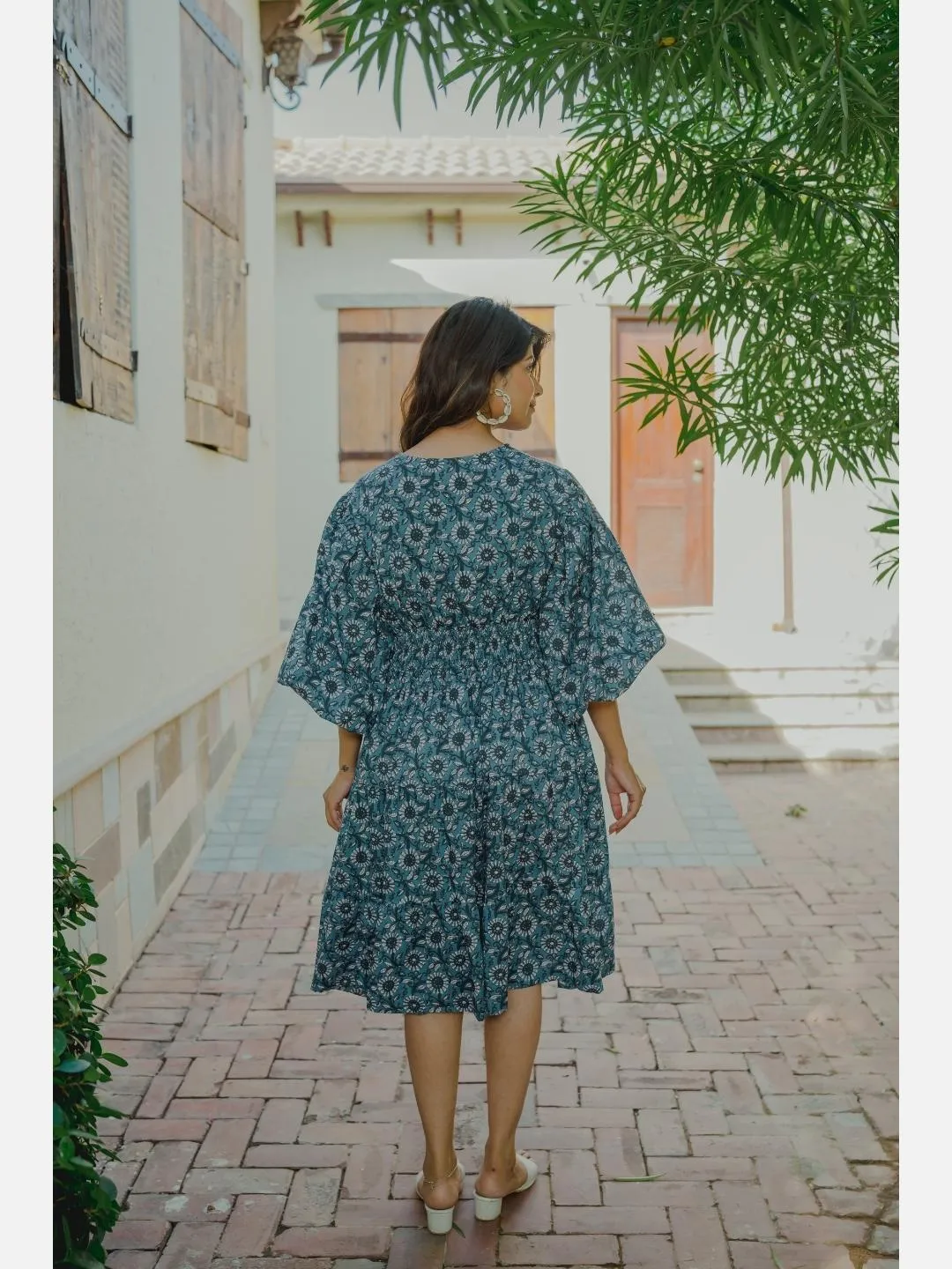 Bishop Sleeve Light indigo Pure Cotton Dress