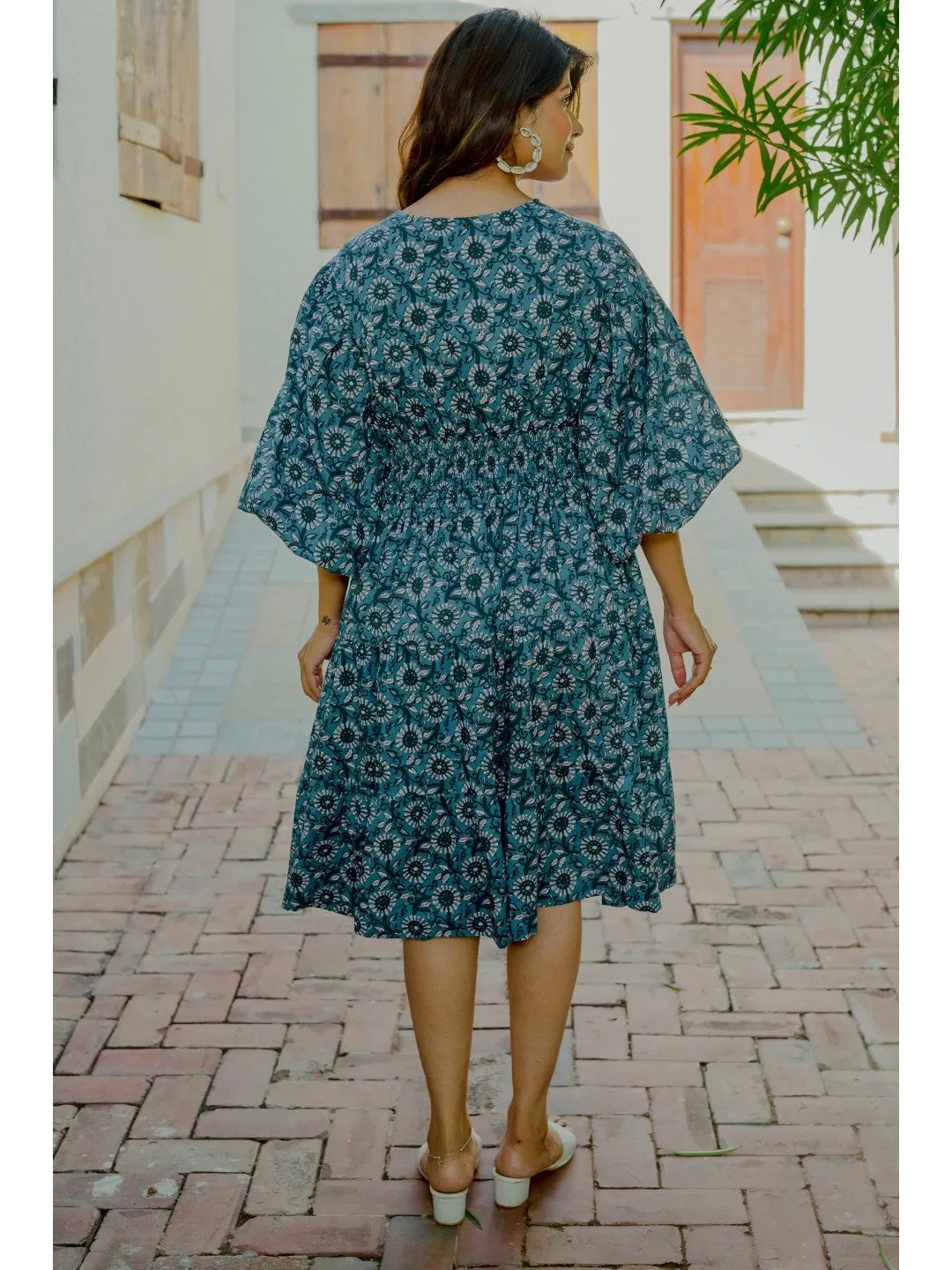 Bishop Sleeve Light indigo Pure Cotton Dress