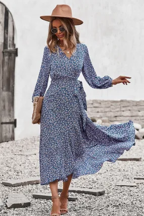 Boho Midi Dress, Autumn Dress, Claire in Blue