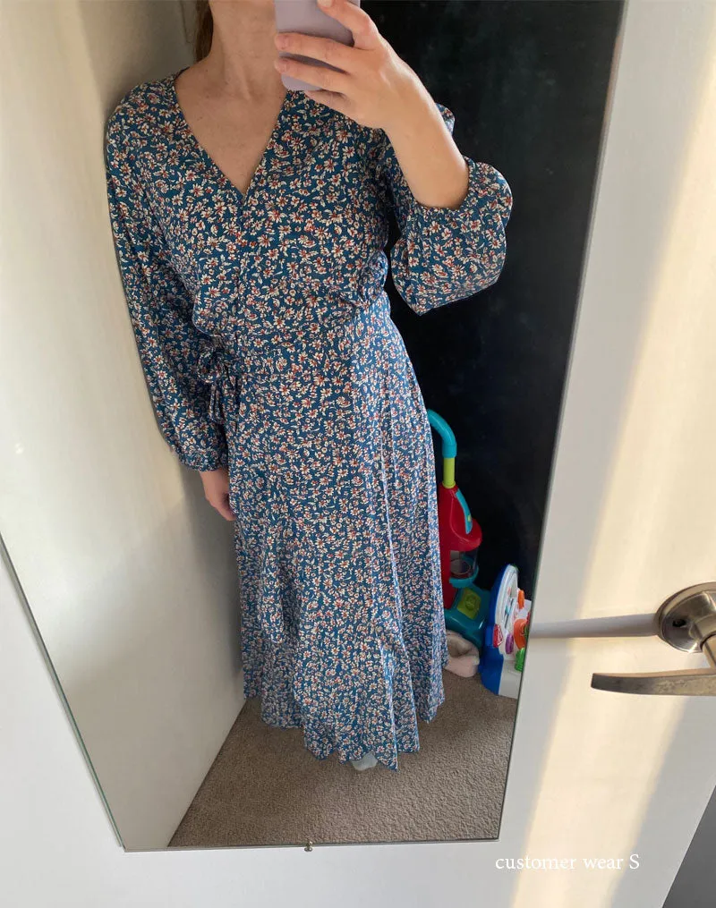 Boho Midi Dress, Autumn Dress, Claire in Blue