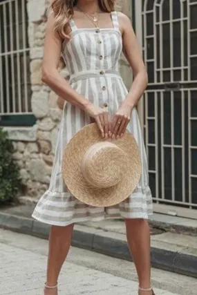 Boho Midi Dress, Strappy , Pink Vintage Pleated Polka Dot