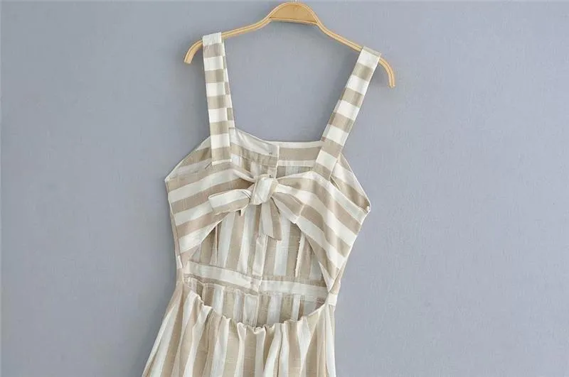 Boho Midi Dress, Strappy , Pink Vintage Pleated Polka Dot
