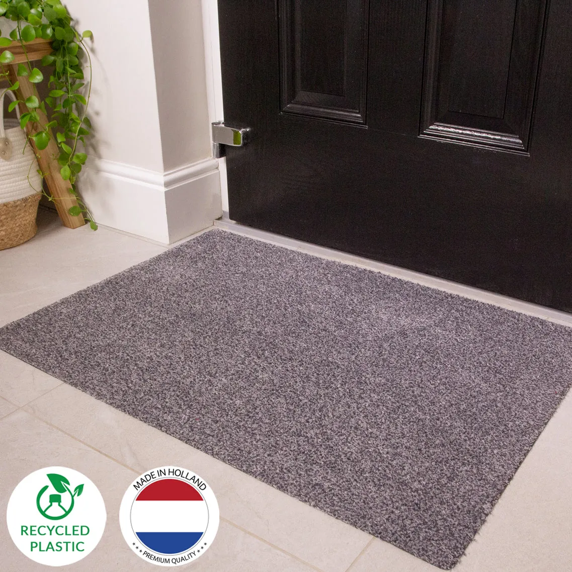 Breeze Silver Grey Sustainable Washable Non Slip Thin Door Mat
