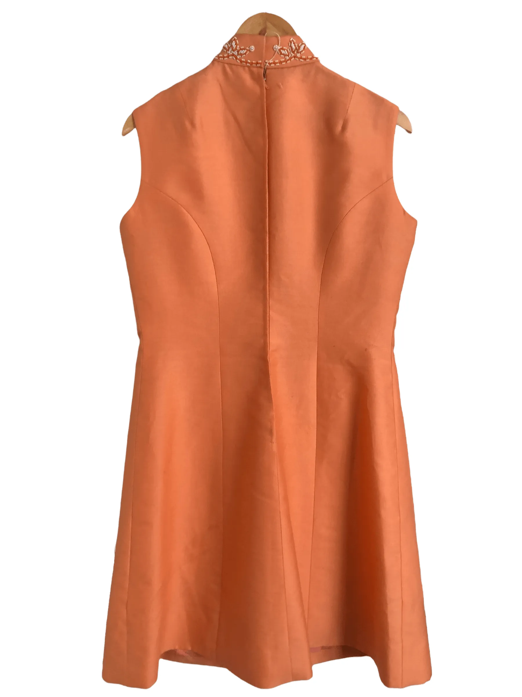 Colette Couture Colwyn Bay Est. Polyester Sleeveless Midi Dress Peach Embellished L UK Size 14-16