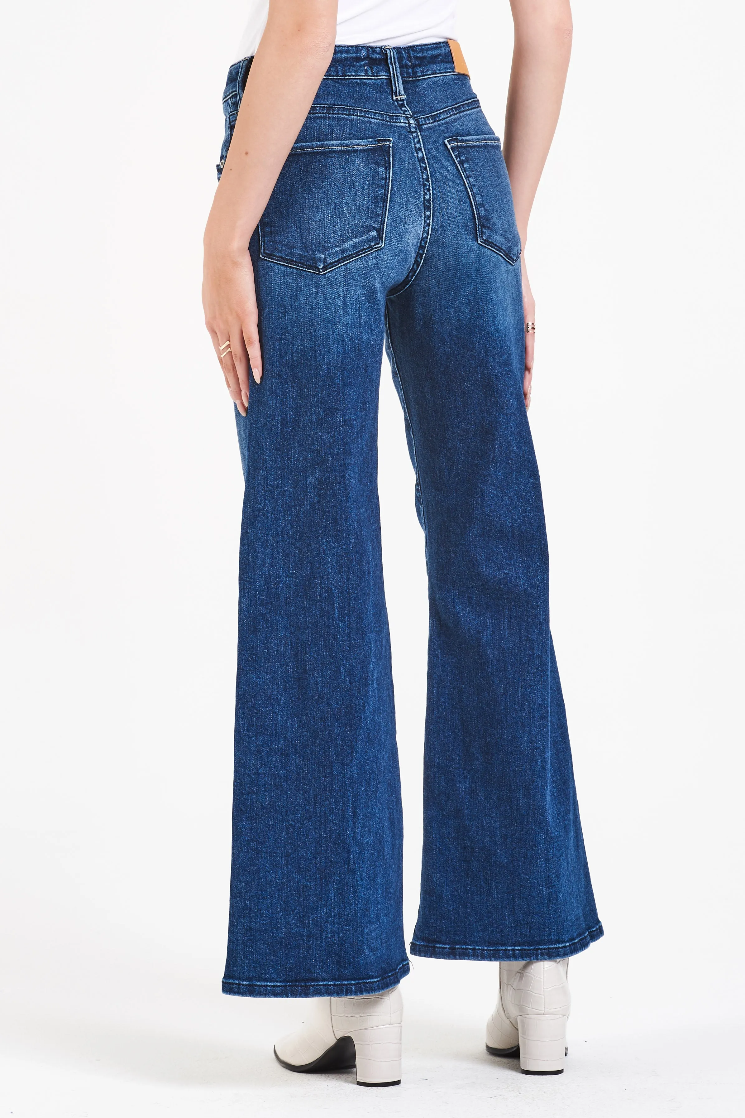Dear John 'Fiona' Wide Leg Super High Rise Cropped Jeans in Creekwood