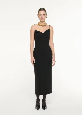 Diamante Strap Crepe Midi Dress