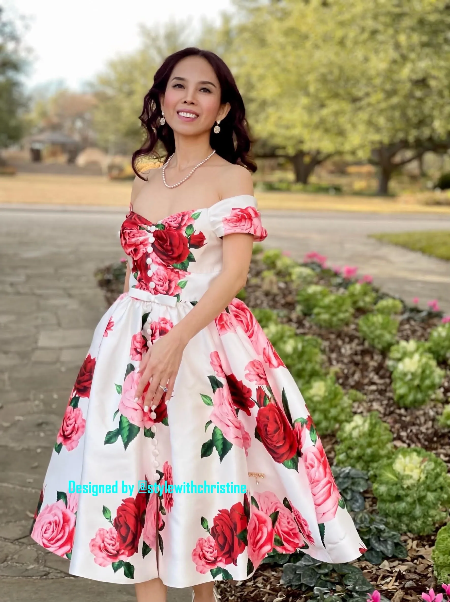 Diana Gown in Roses Printed