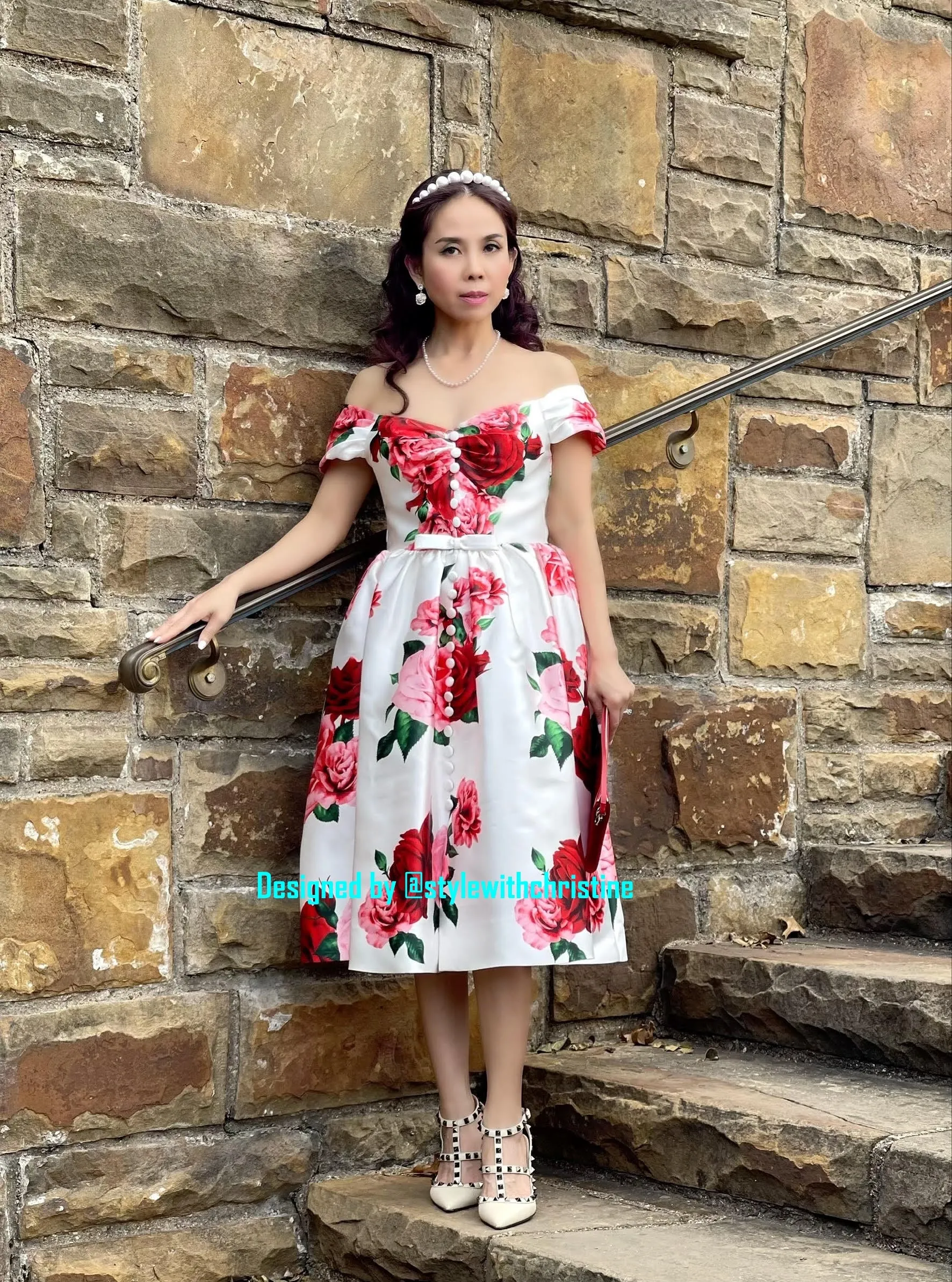 Diana Gown in Roses Printed