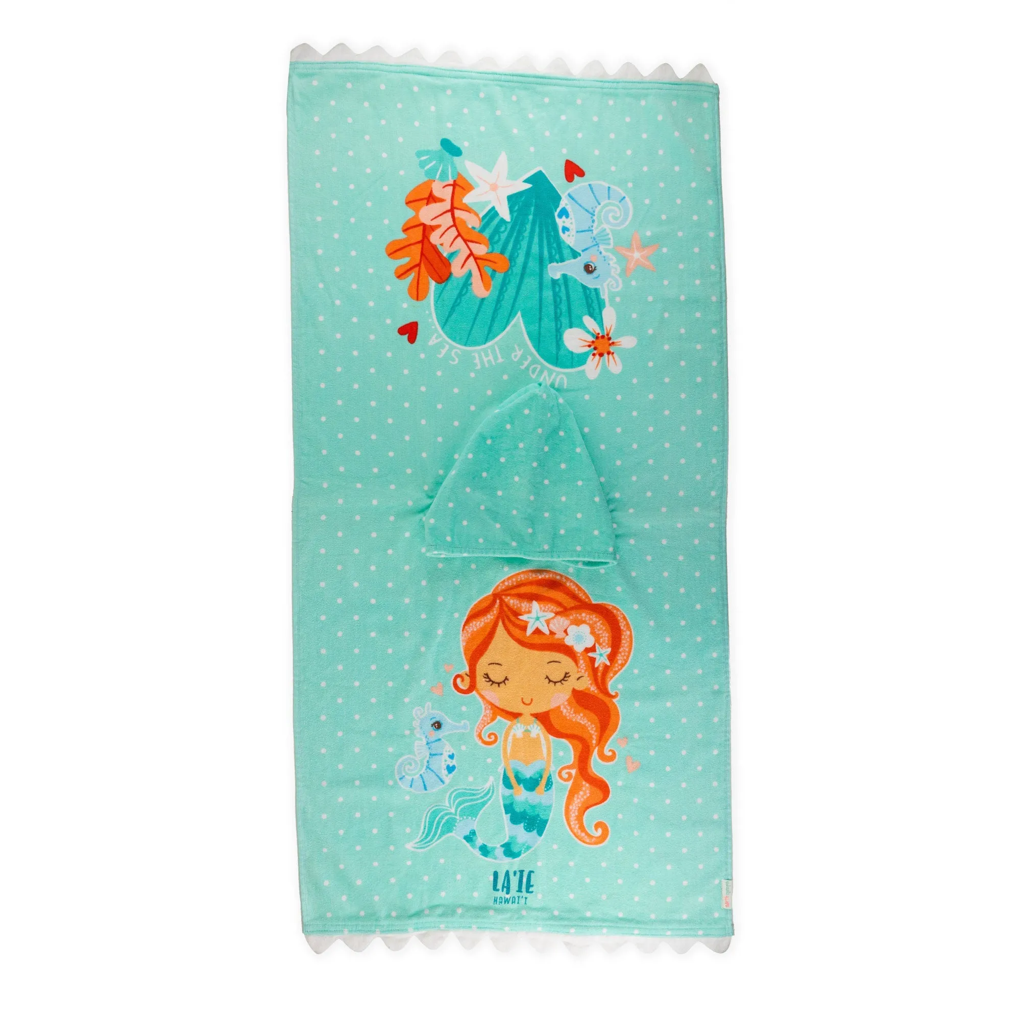 Earth Nymph "Under the Sea Mermaid" Towel Cape- Aqua