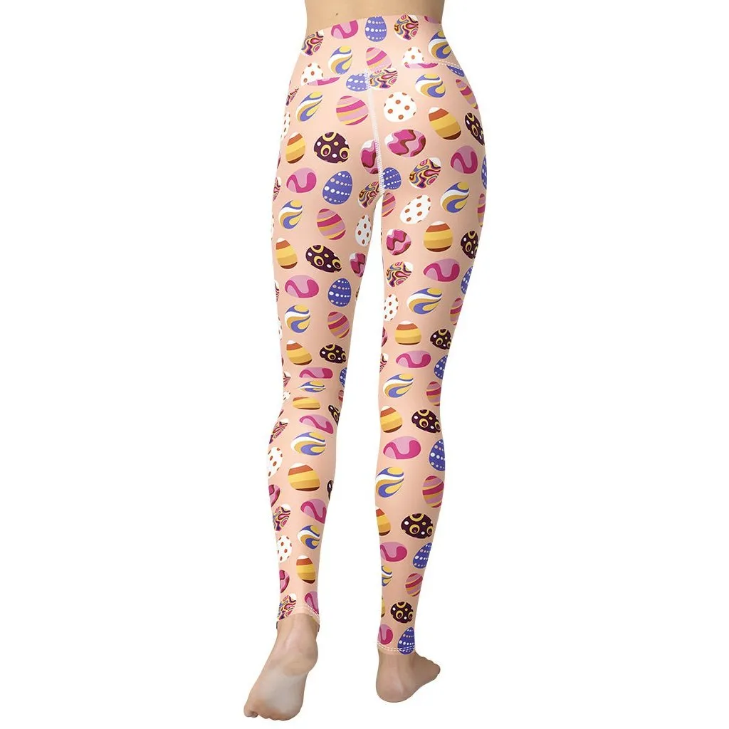 Fun Easter Eggs Pattern Yoga Leggings