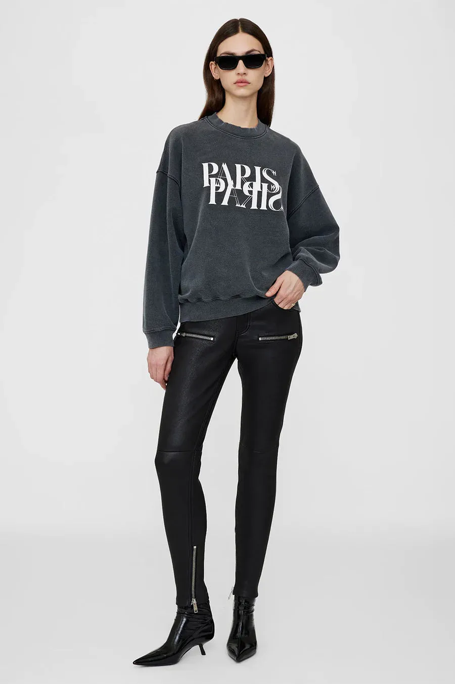 Jaci Sweatshirt Paris - Washed Black