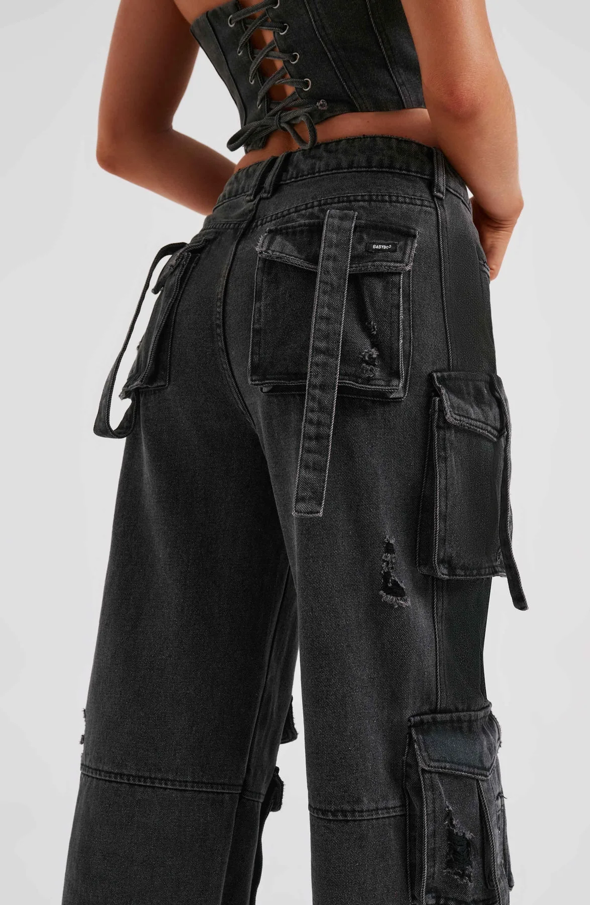 Mara - Denim Corset and Cargo Pants Set
