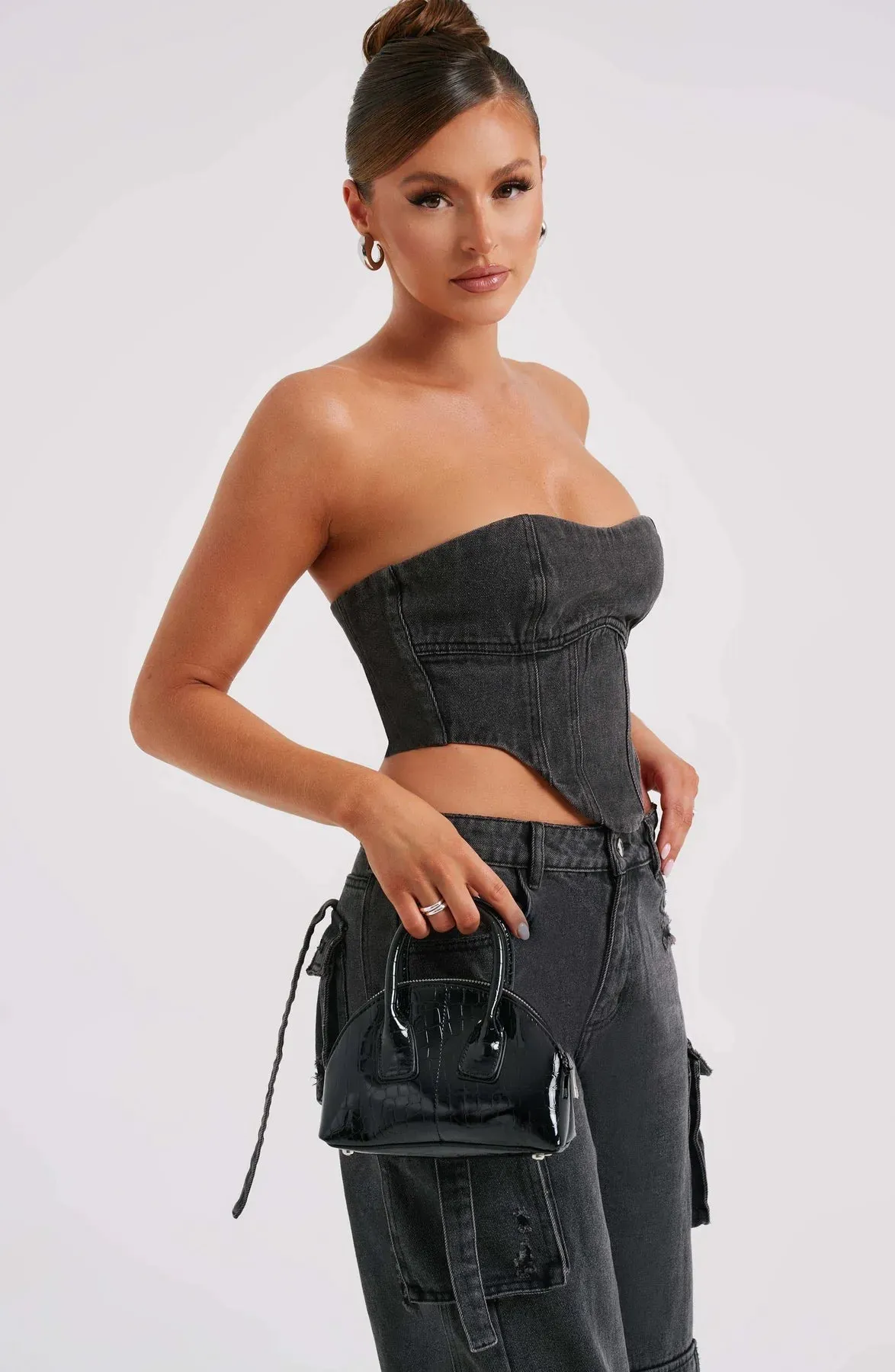 Mara - Denim Corset and Cargo Pants Set
