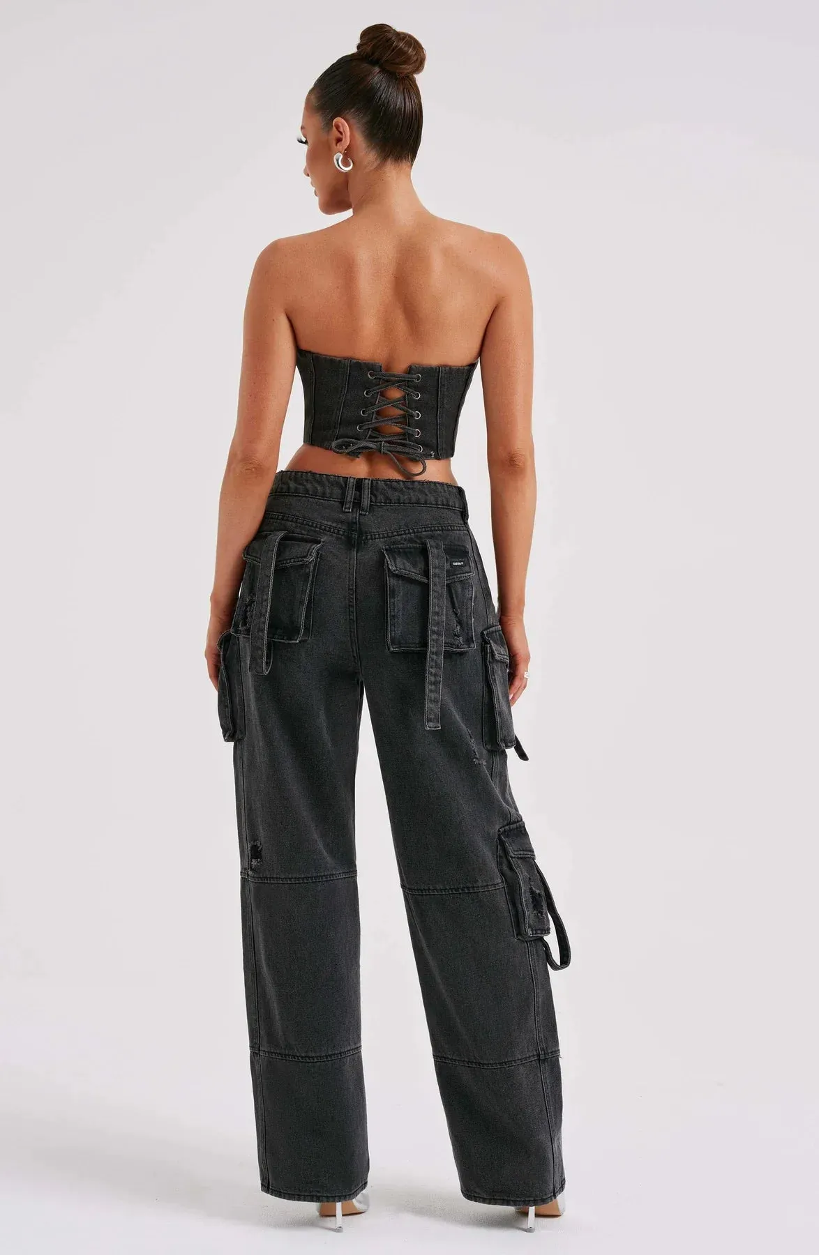 Mara - Denim Corset and Cargo Pants Set