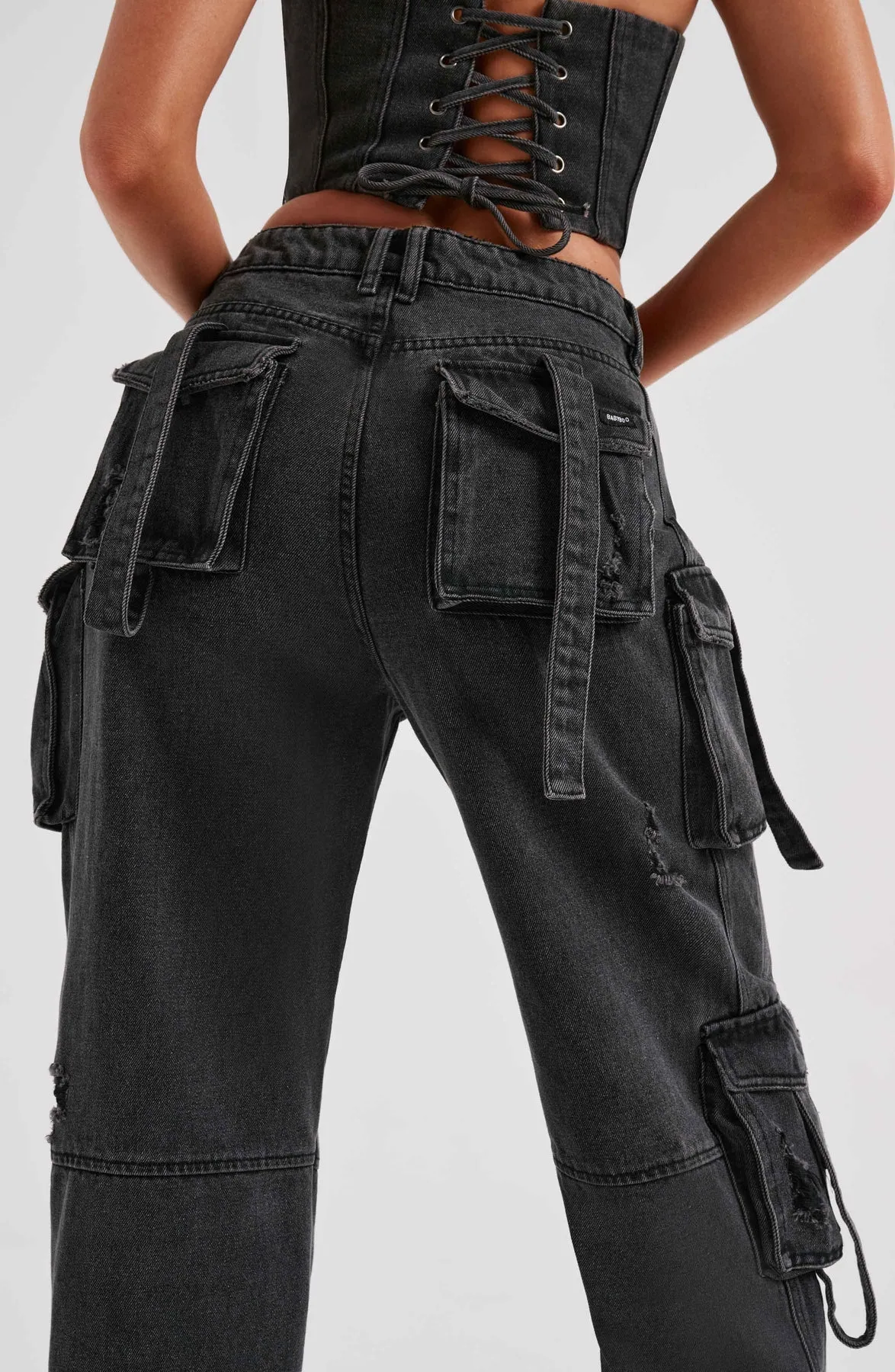Mara - Denim Corset and Cargo Pants Set