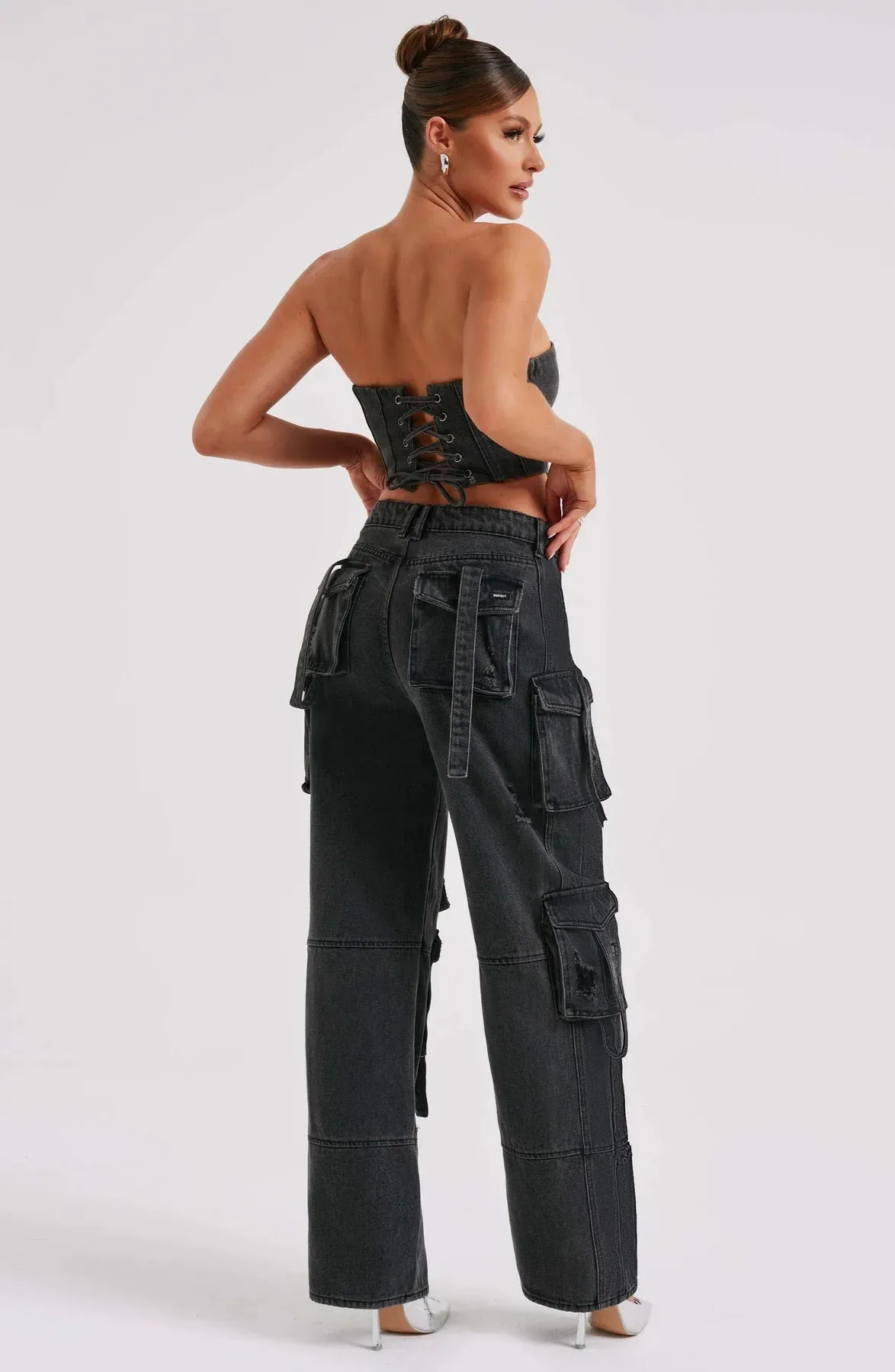 Mara - Denim Corset and Cargo Pants Set