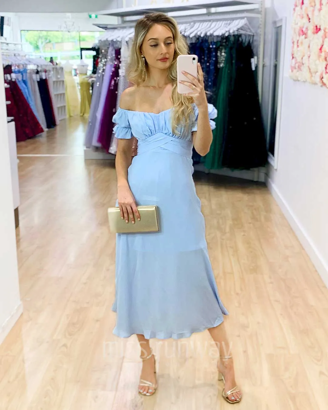 Masie Midi Dress - Light Blue