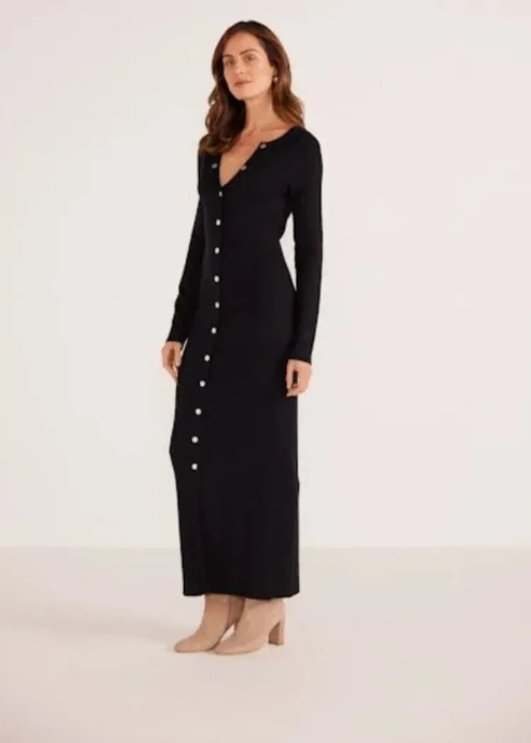 MINKPINK Isabel Knit Midi Dress- Black