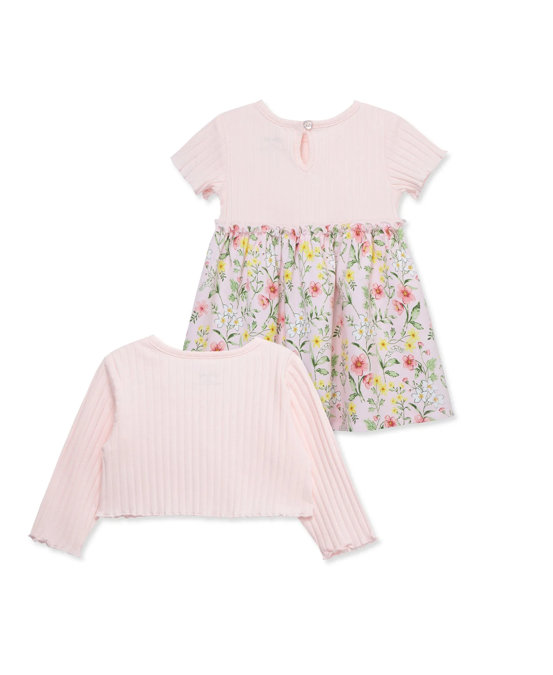 Pink Floral Knit Dress Set (2T-4T)