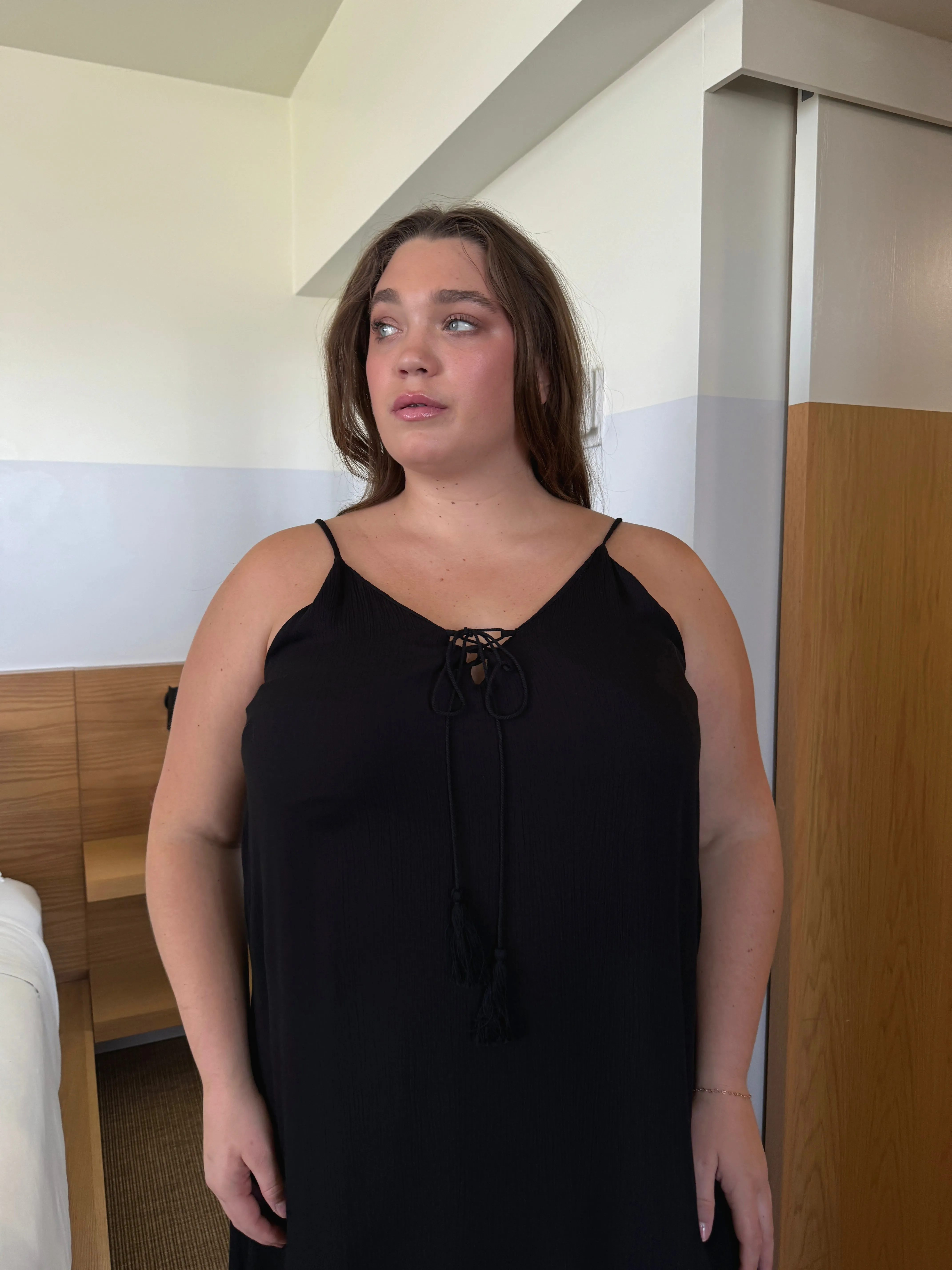 Plus Size Tassel Tie Strap Midi Dress