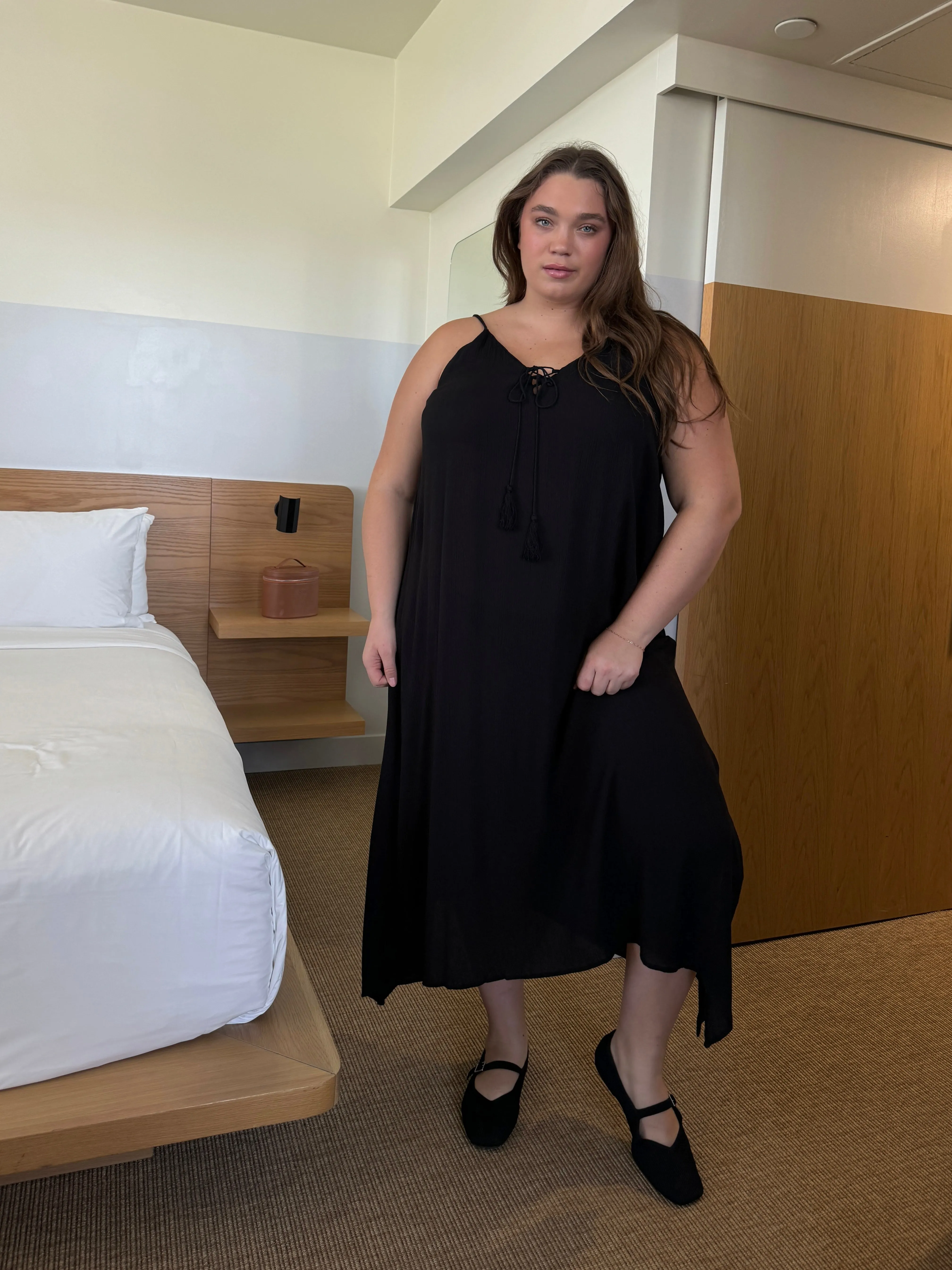 Plus Size Tassel Tie Strap Midi Dress