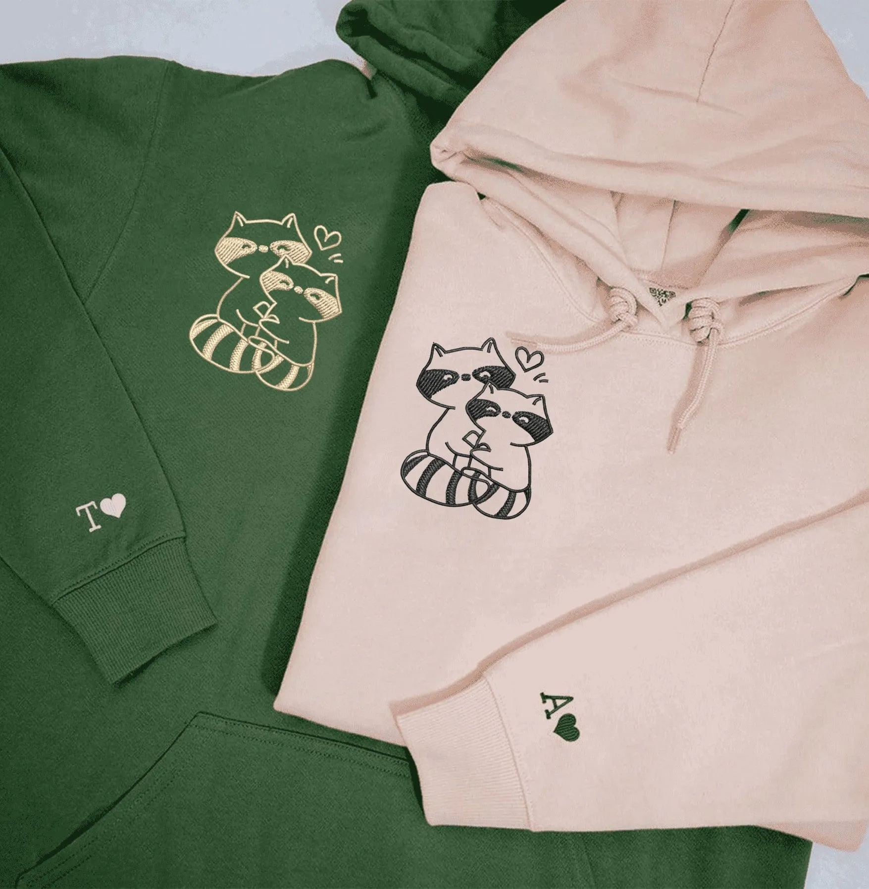 "Trash Pandas" Couple Sweatshirts - Custom Embroidered Matching Hoodies For Couples