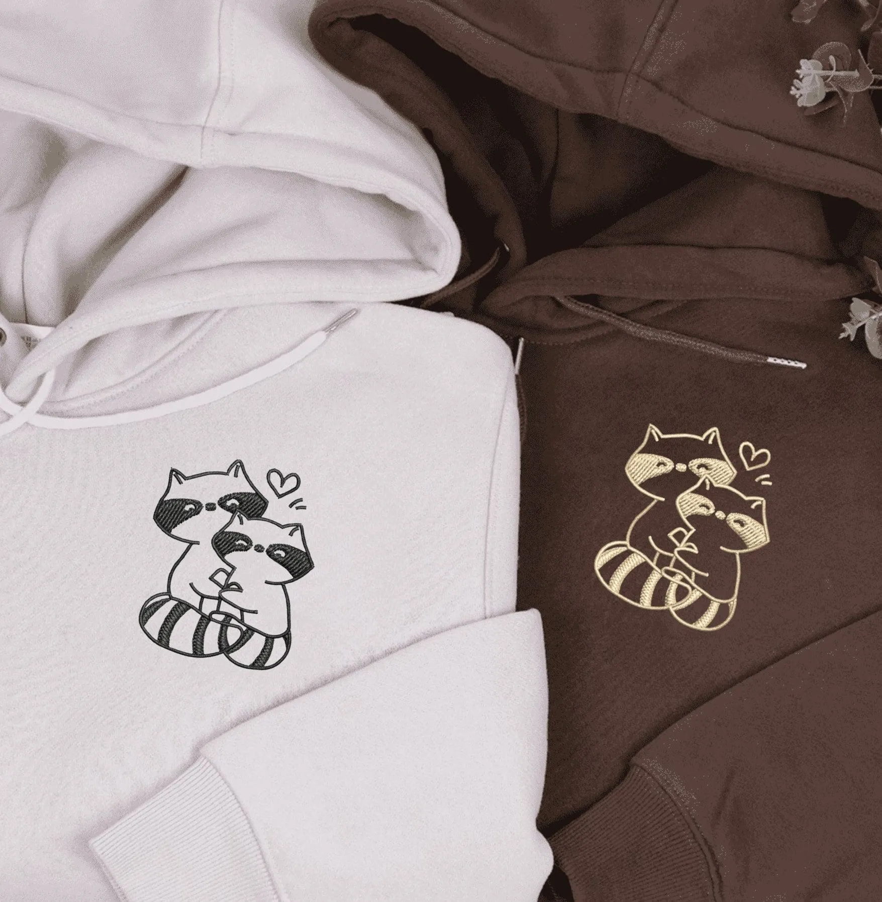 "Trash Pandas" Couple Sweatshirts - Custom Embroidered Matching Hoodies For Couples