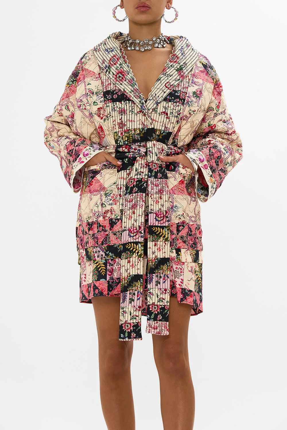 REVERSIBLE QUILTED COAT PATCHWORK POETRY