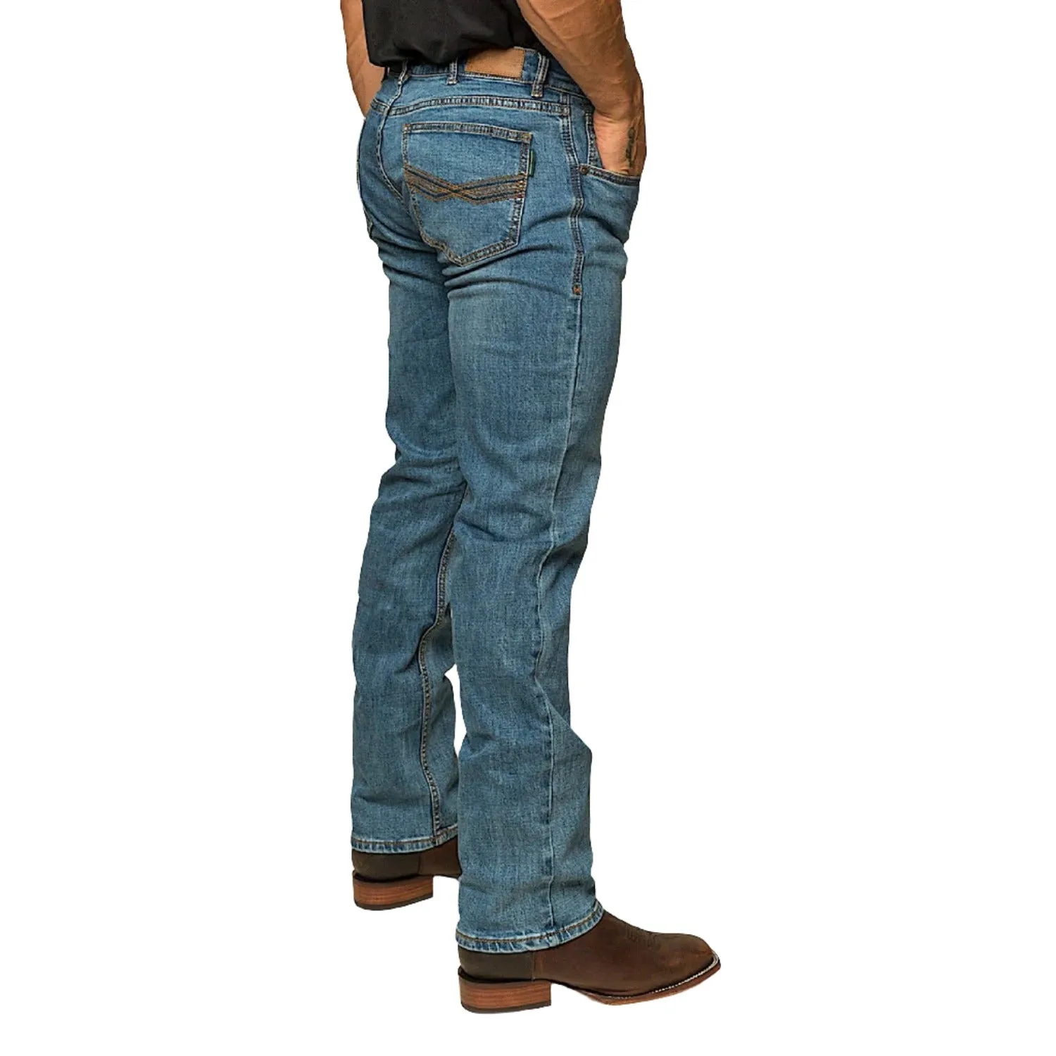 Ringers Western Men's Muster Slim Straight Fit Jean - Mid Wash Blue