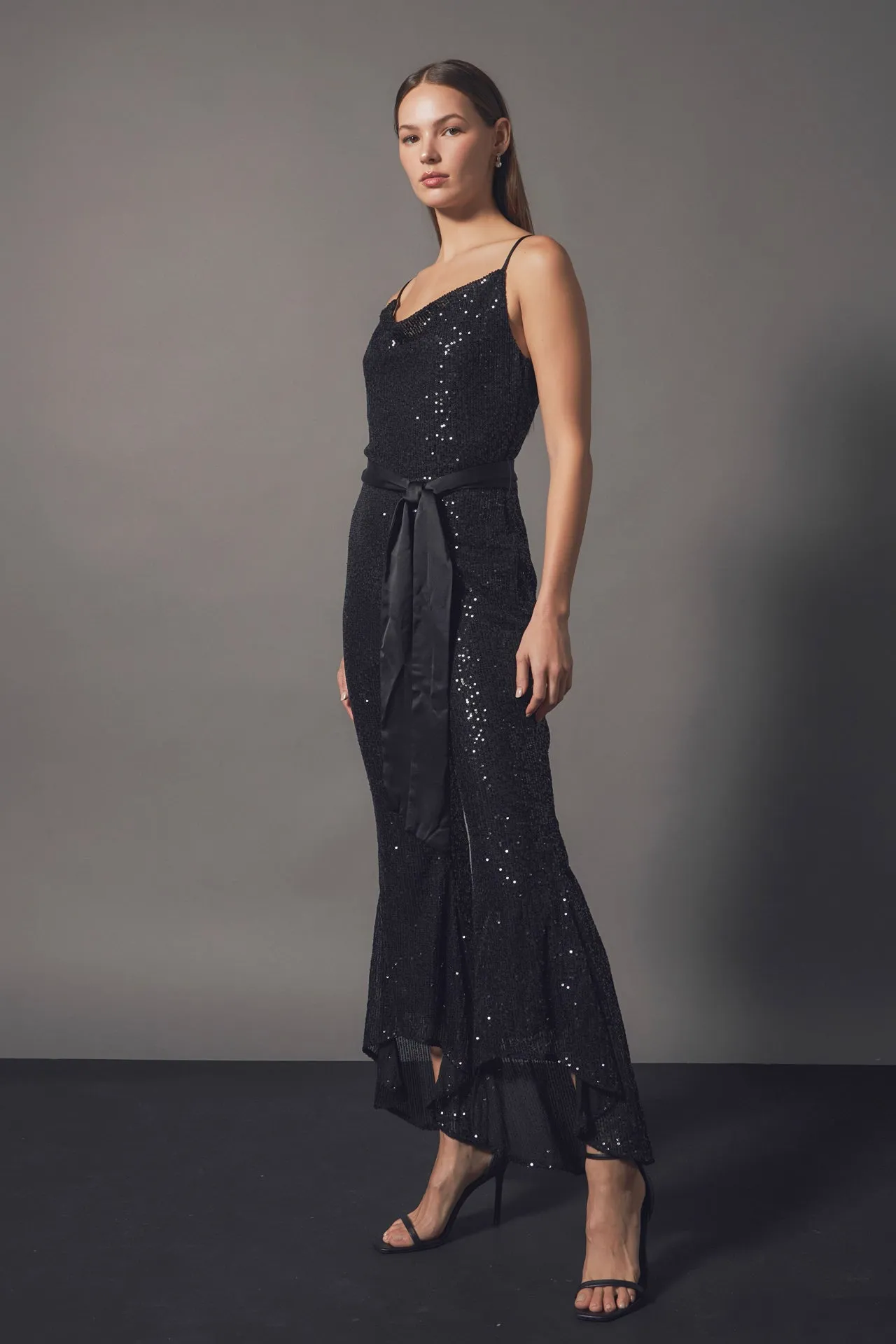 Sequin Spaghetti Strap Jumpsuit