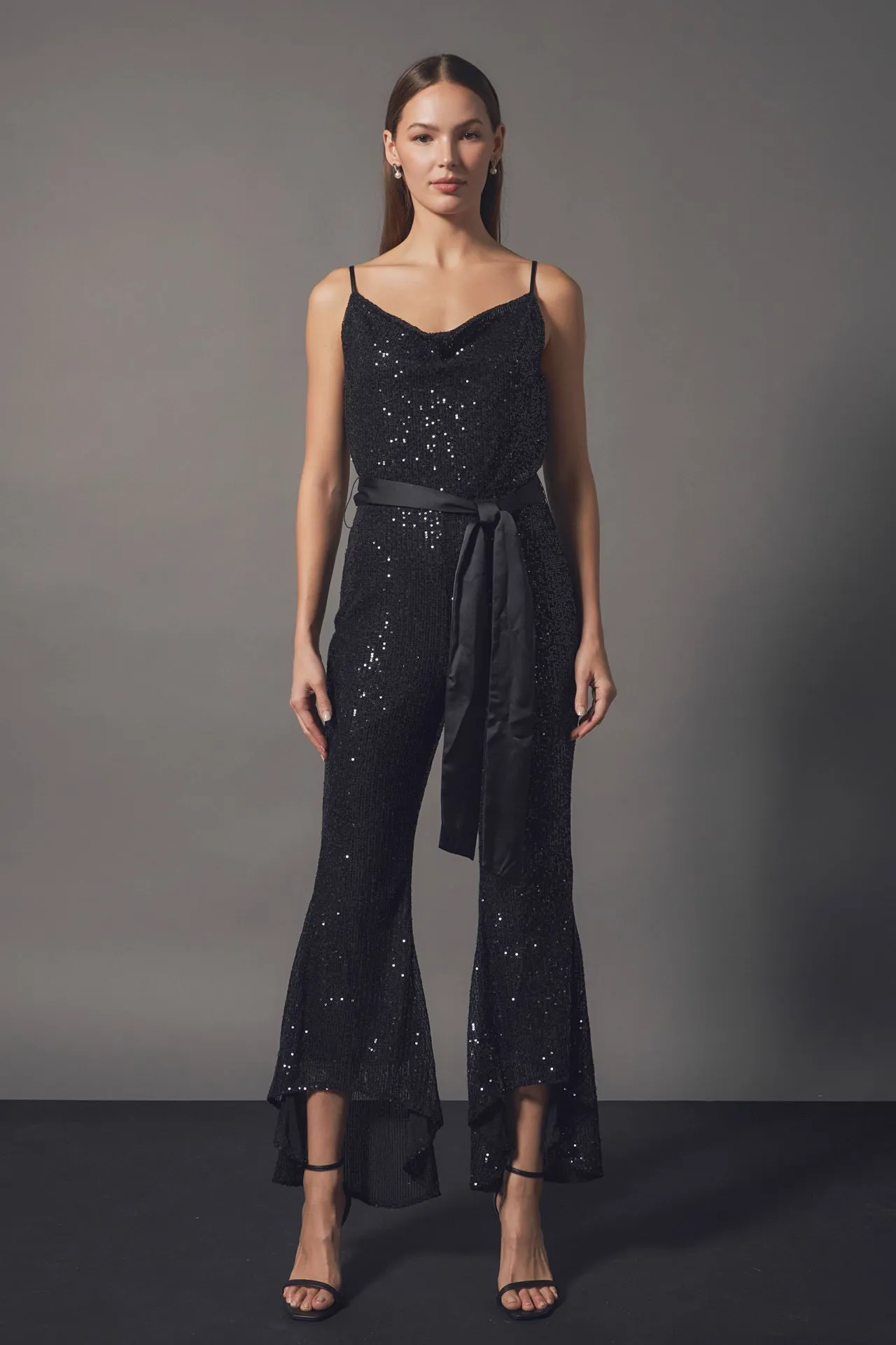 Sequin Spaghetti Strap Jumpsuit