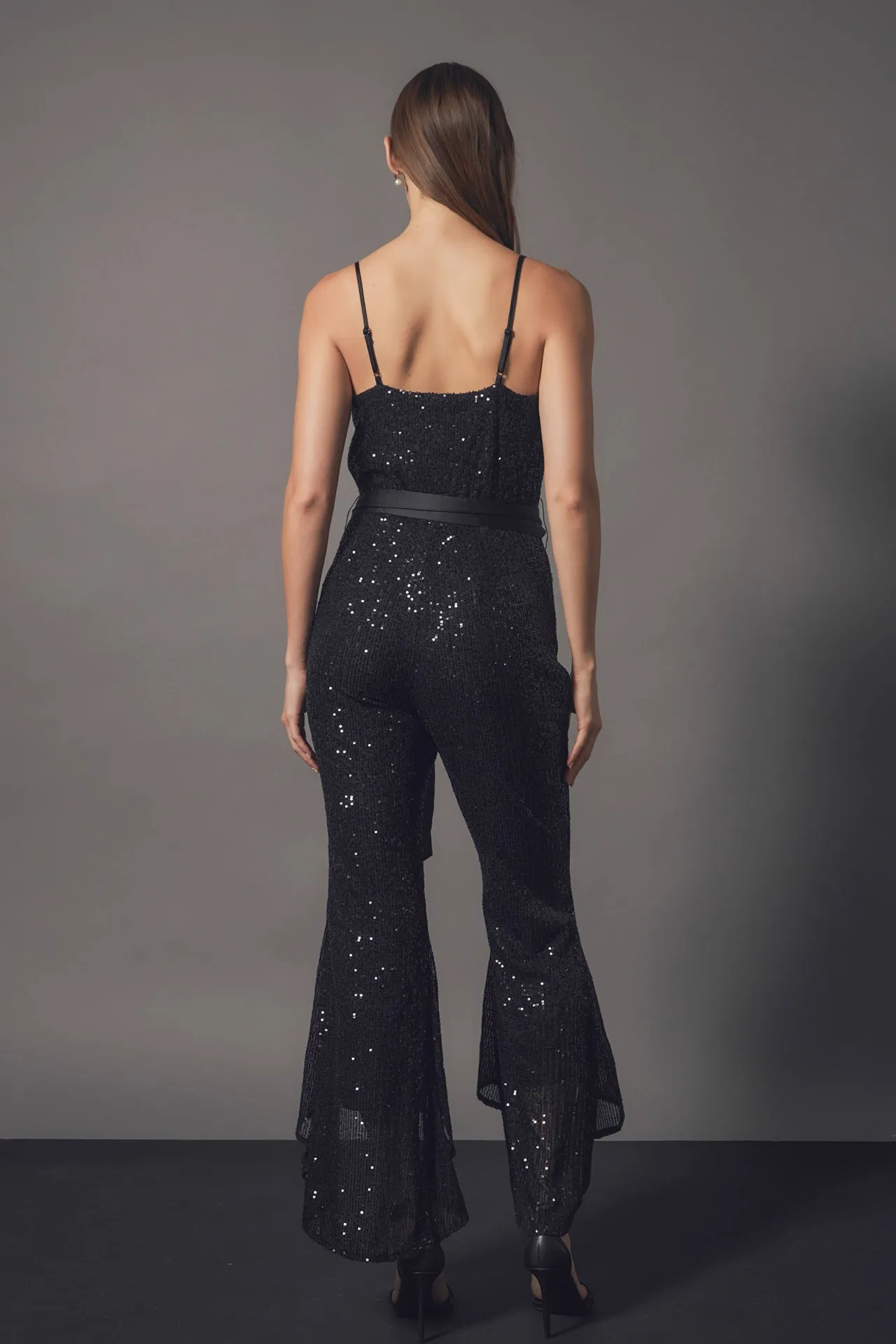 Sequin Spaghetti Strap Jumpsuit