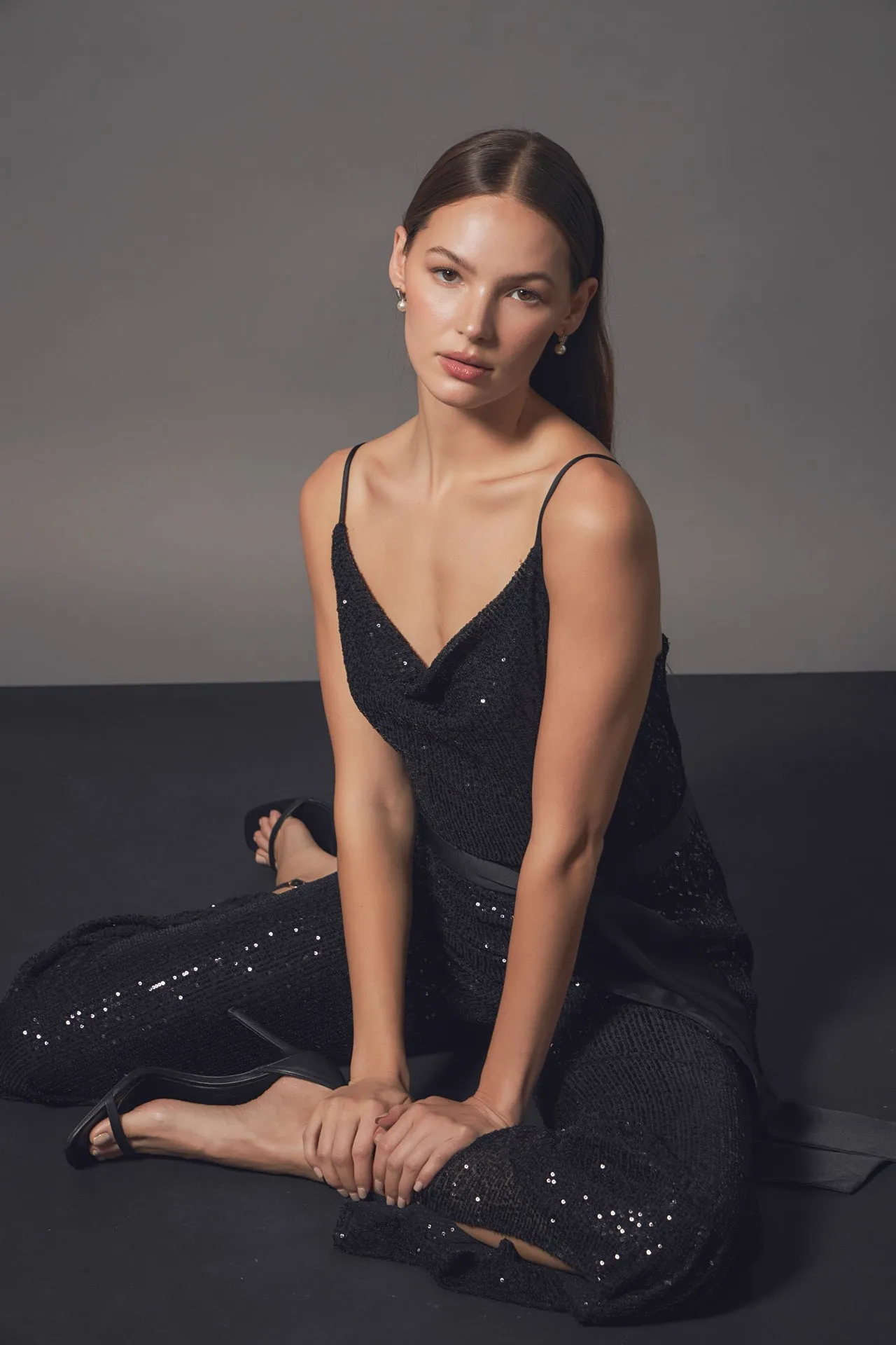 Sequin Spaghetti Strap Jumpsuit