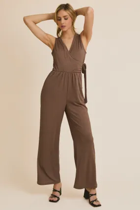 Sleeveless Wide Leg Jumpsuit With Side Tie