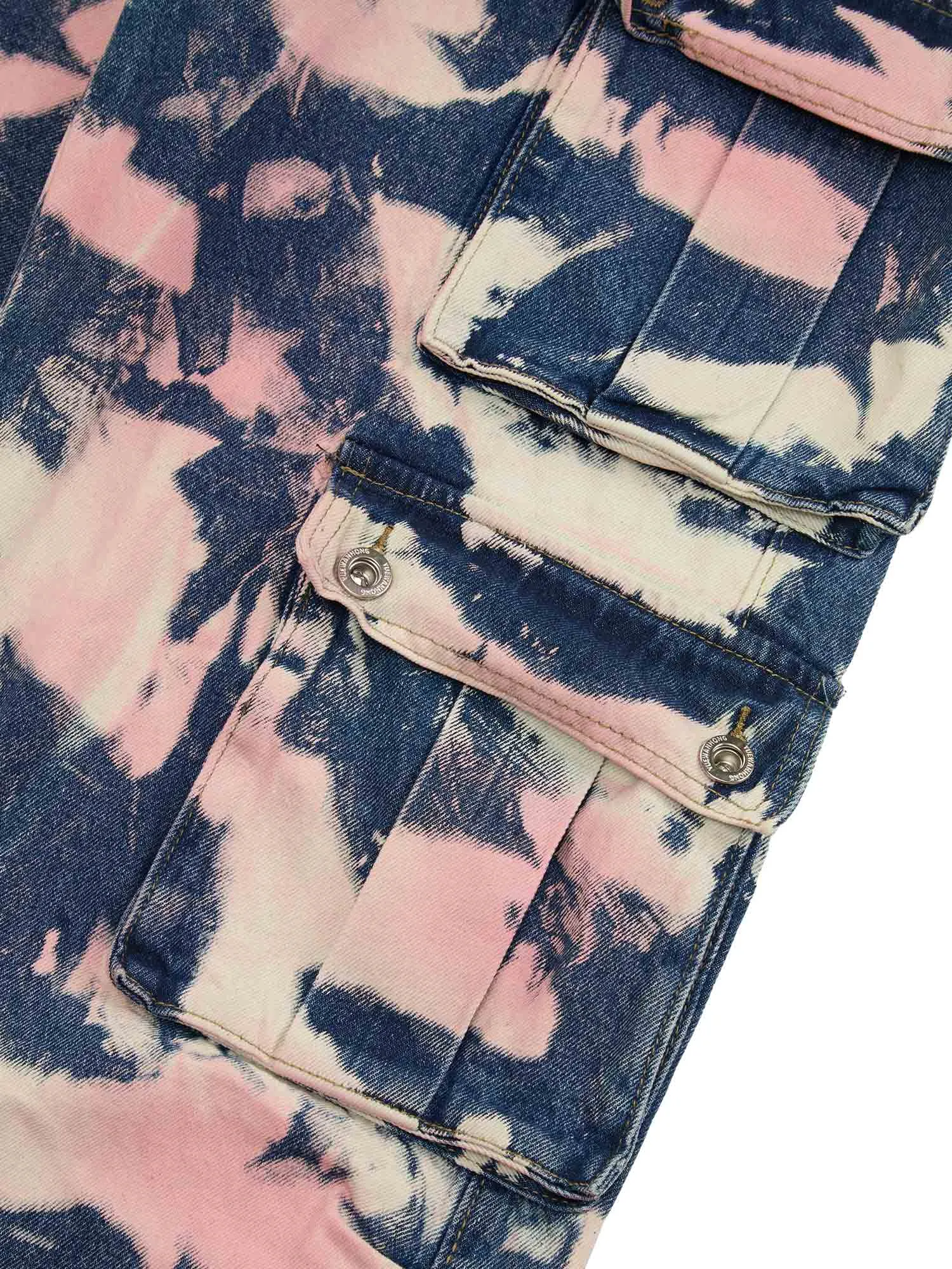 Tie-dye Waste Style Camouflage Cargo Jeans