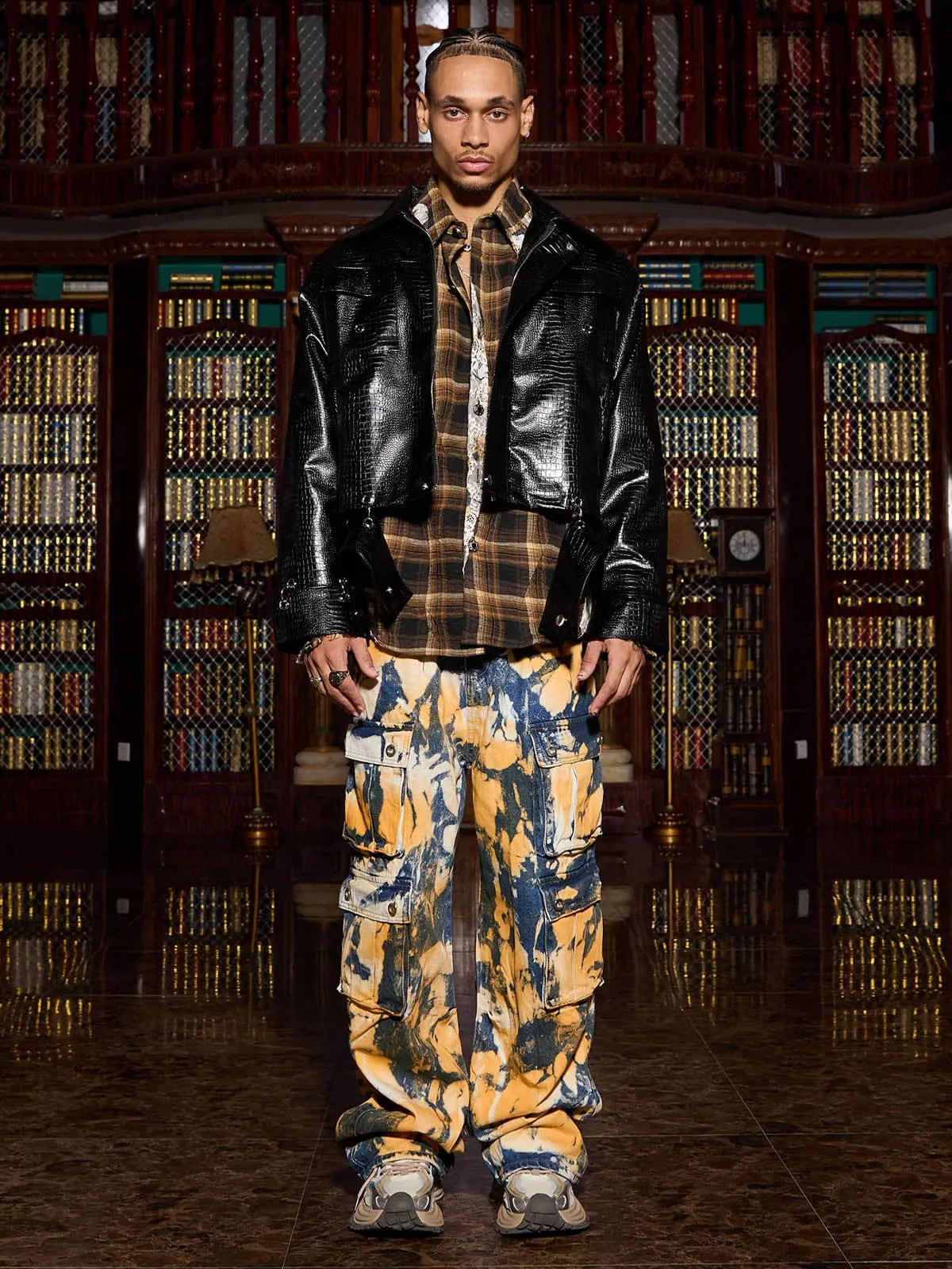 Tie-dye Waste Style Camouflage Cargo Jeans