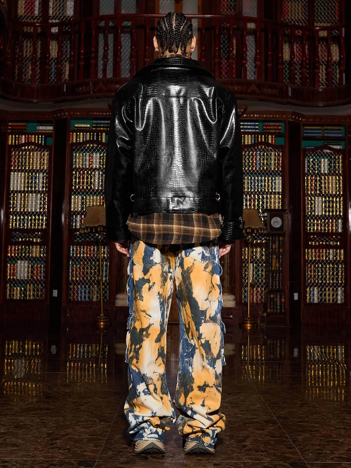 Tie-dye Waste Style Camouflage Cargo Jeans