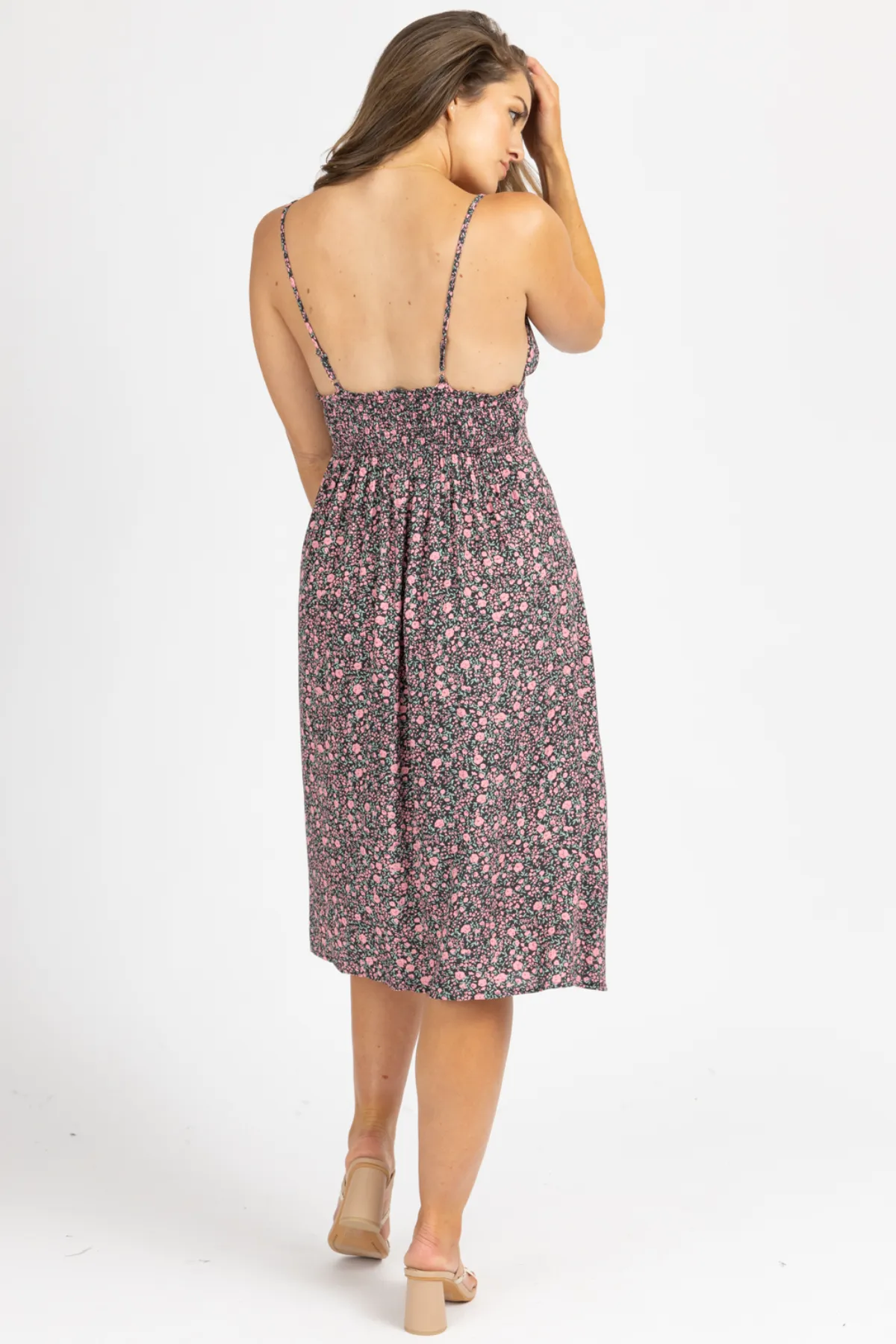 VINTAGE ROSE TRIANGLE MIDI DRESS