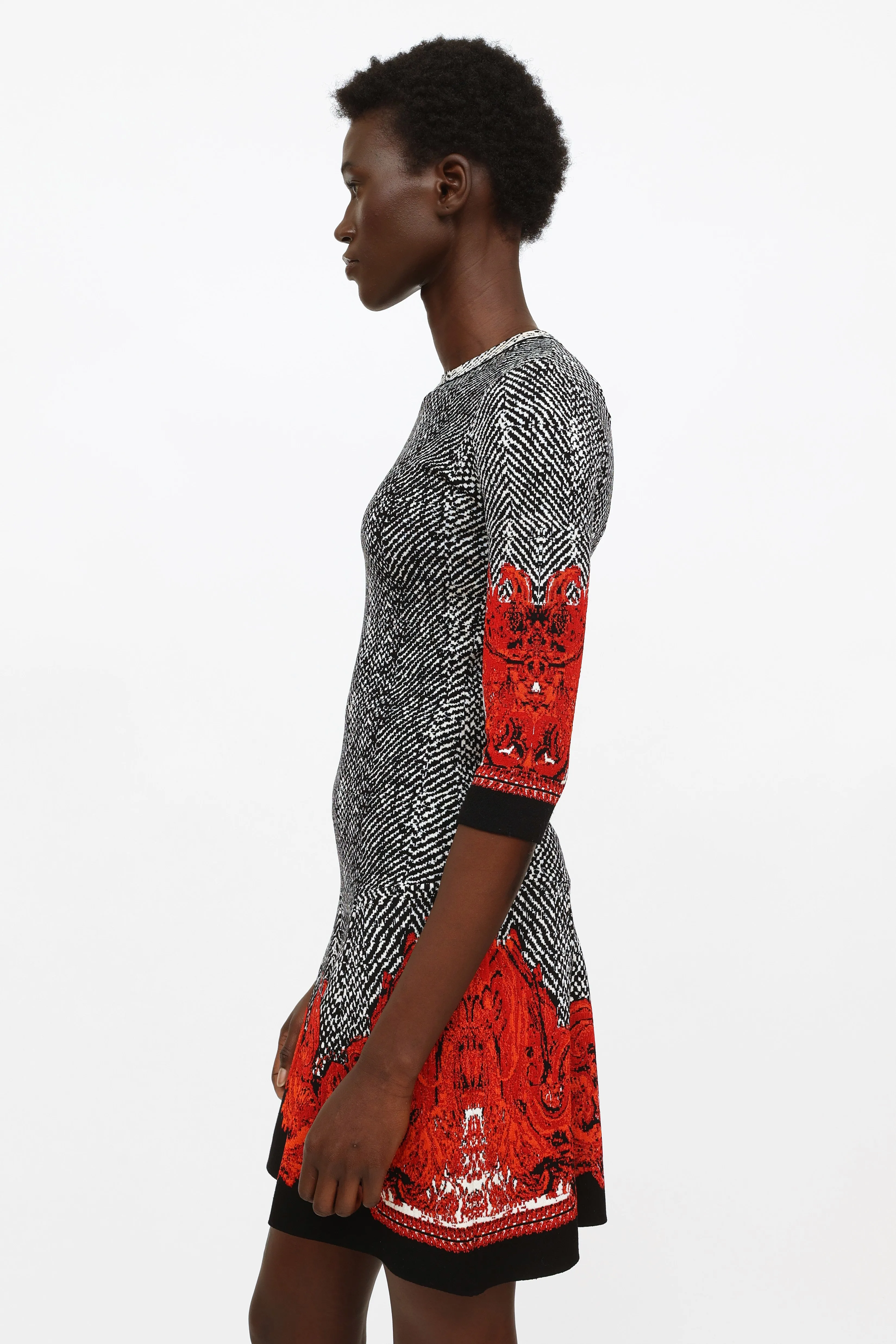 White & Red Knit Dress