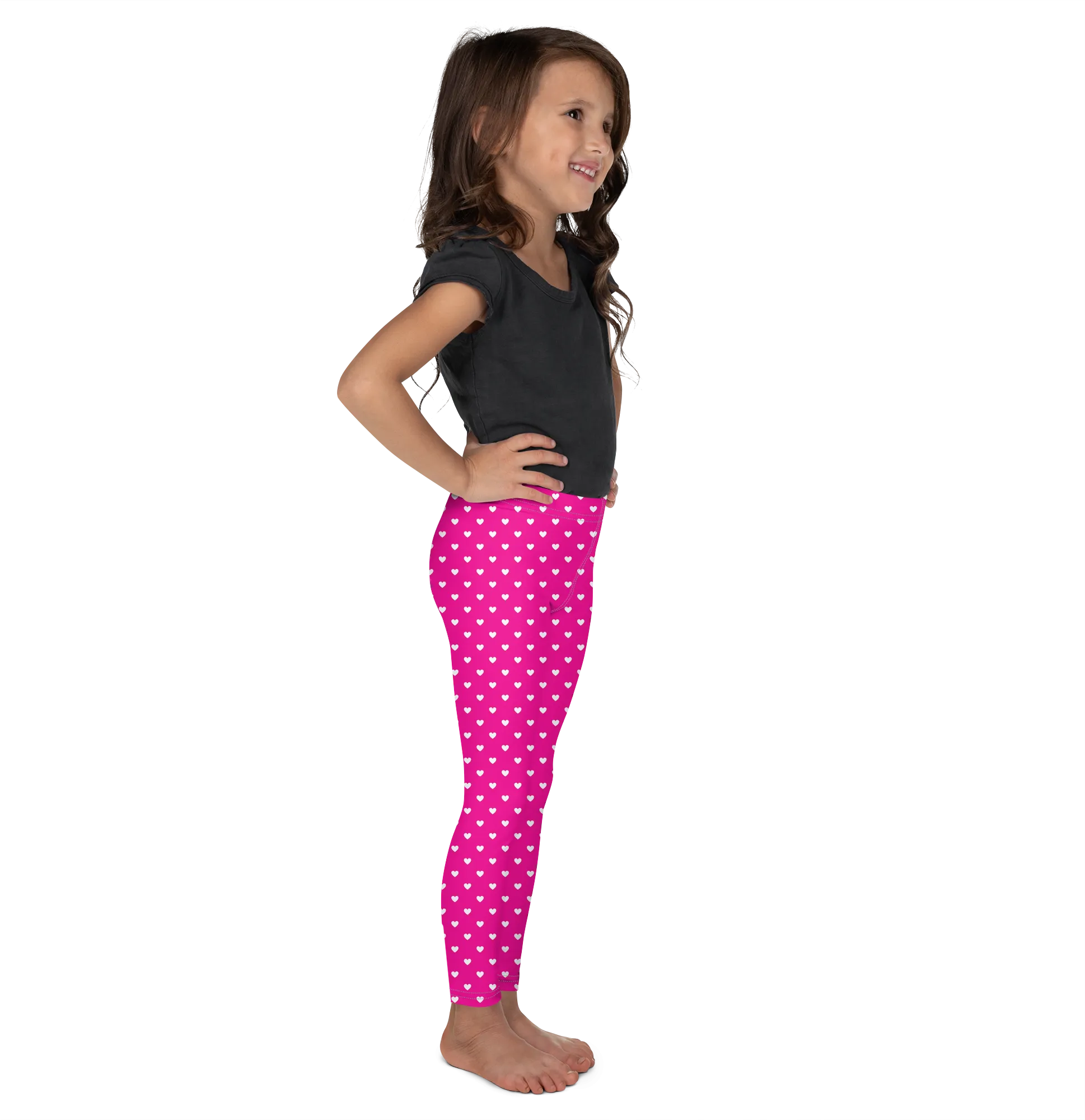 White Mini Hearts Pink Kid's Leggings