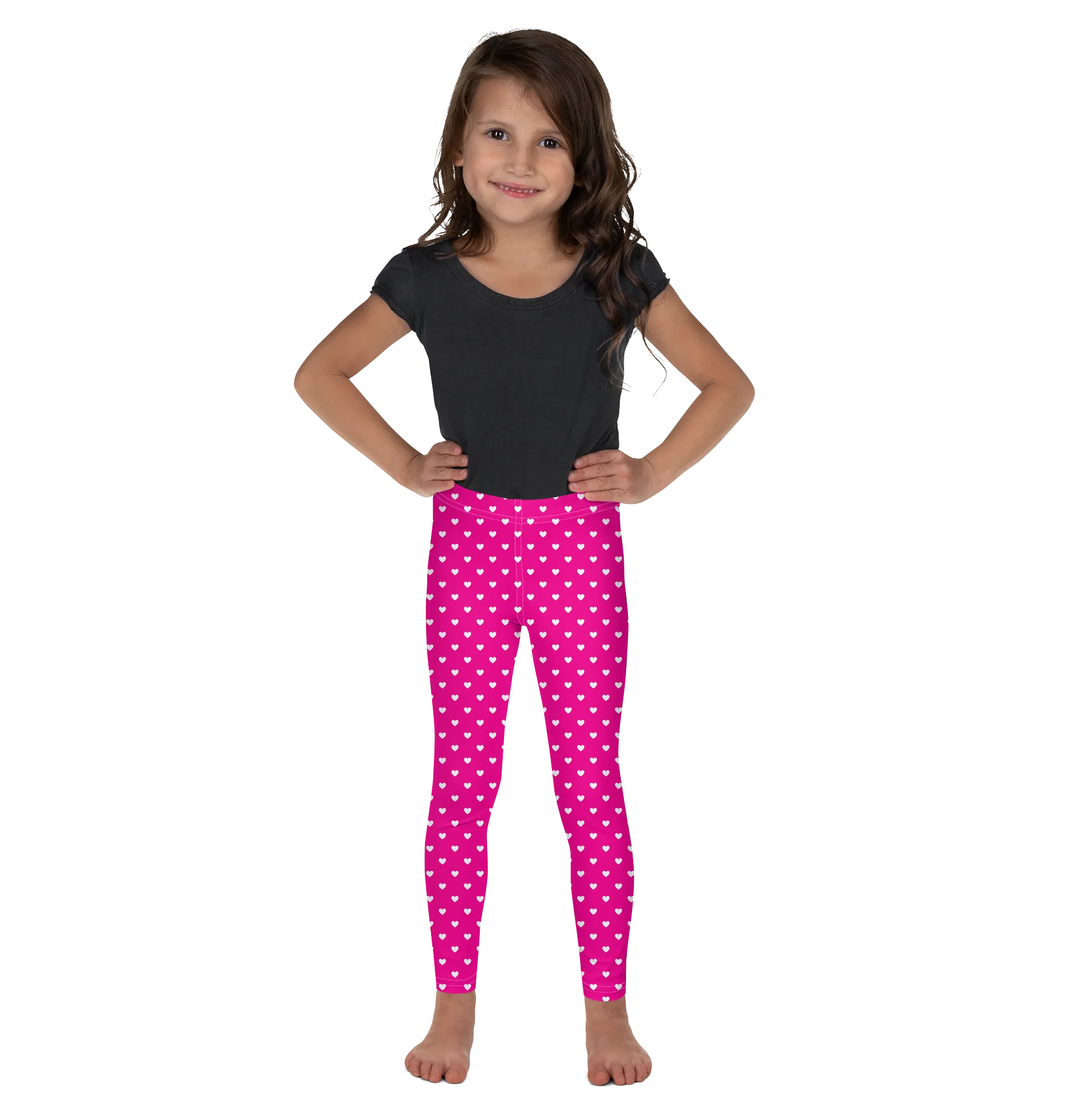 White Mini Hearts Pink Kid's Leggings