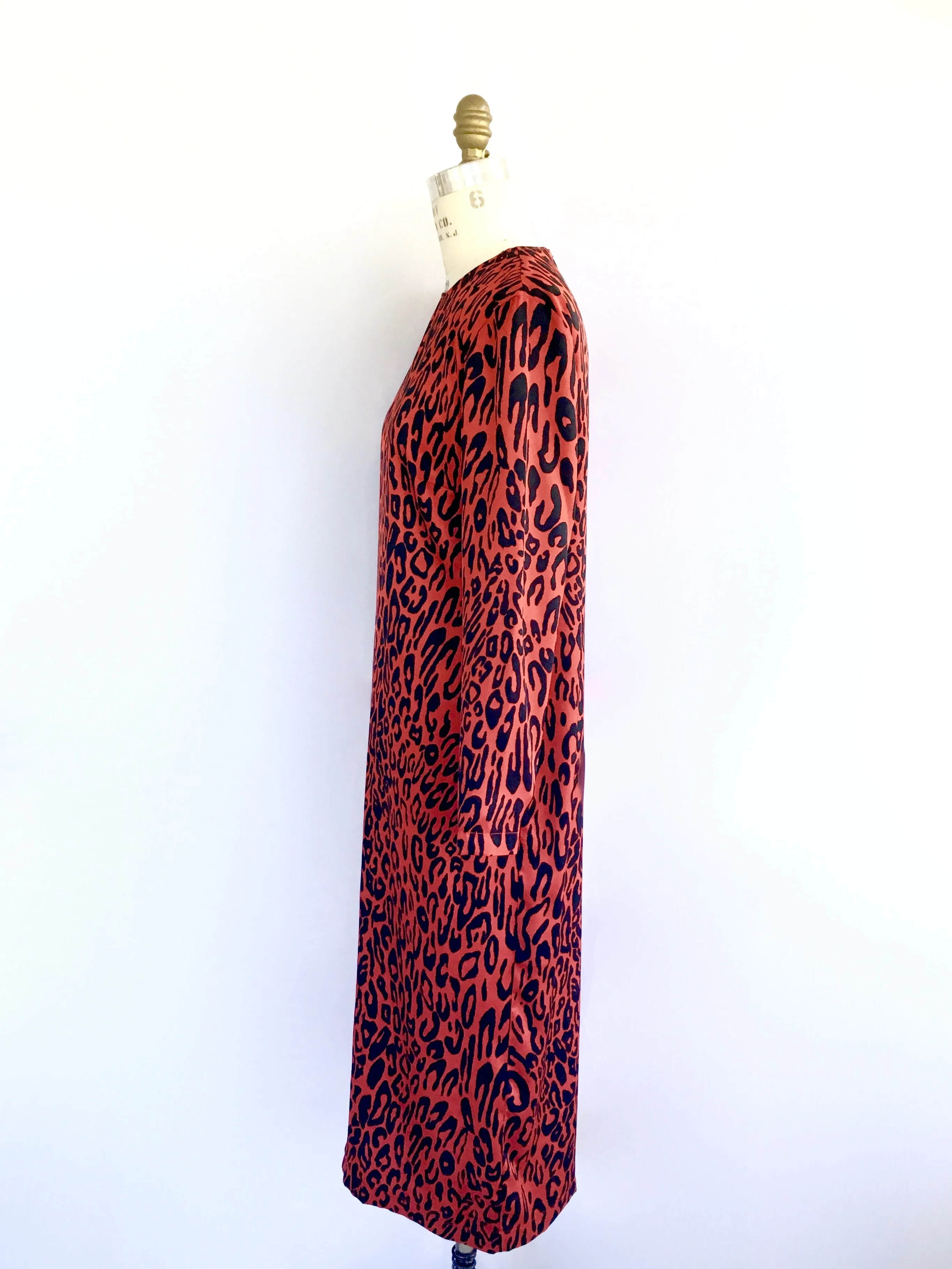 ZARA Women's dress red leopard long sleeve midi dress, M
